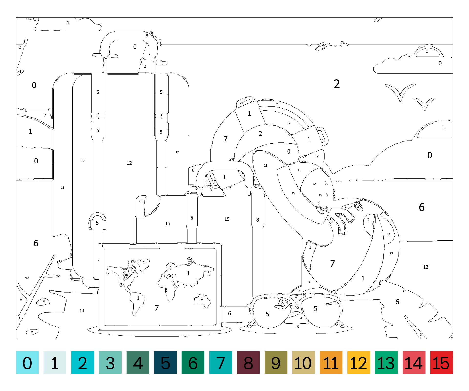 Travel-Themed Color By Number