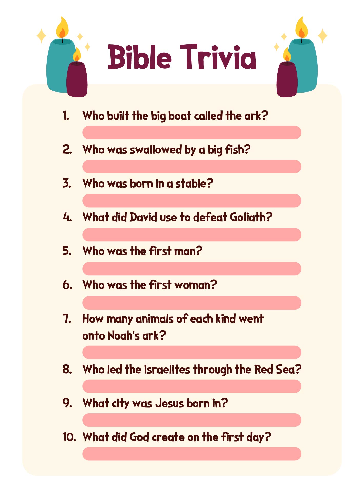 Easy Bible Trivia For Kids