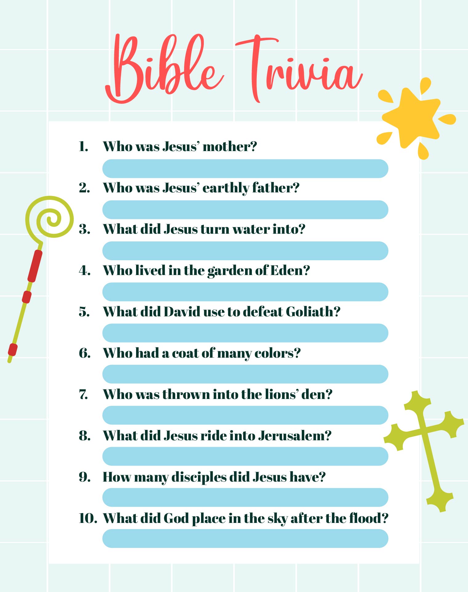 Bible Trivia Crossword Puzzle