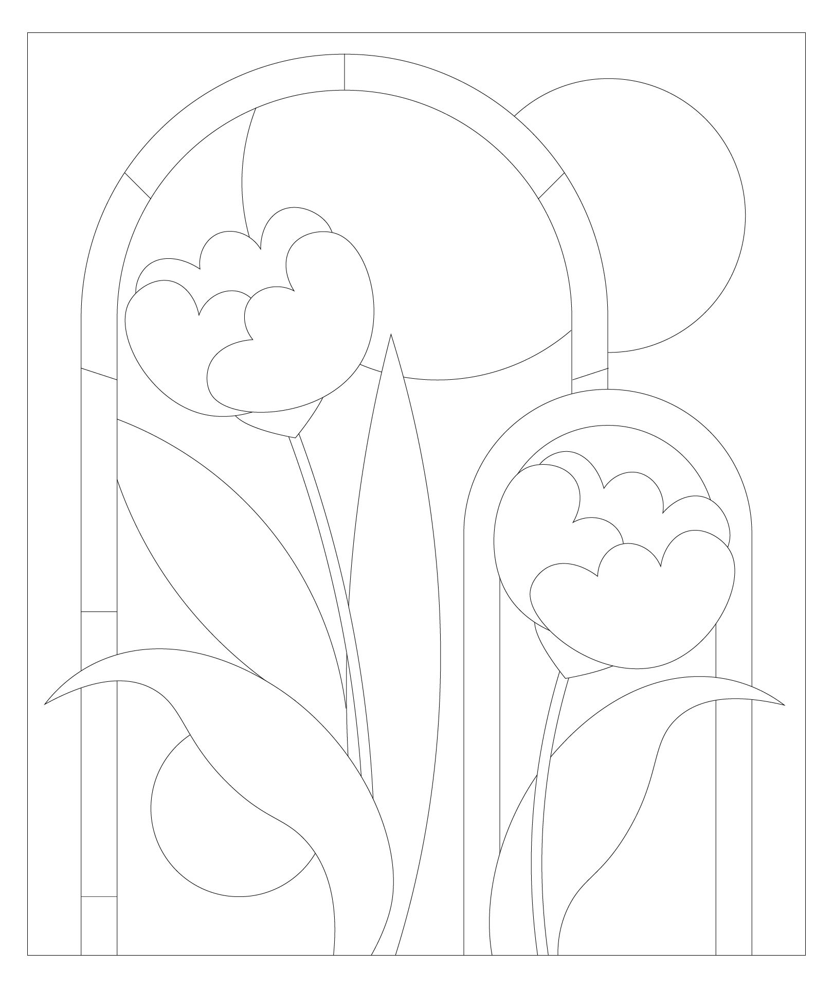 Flower Stained Glass Coloring Printables
