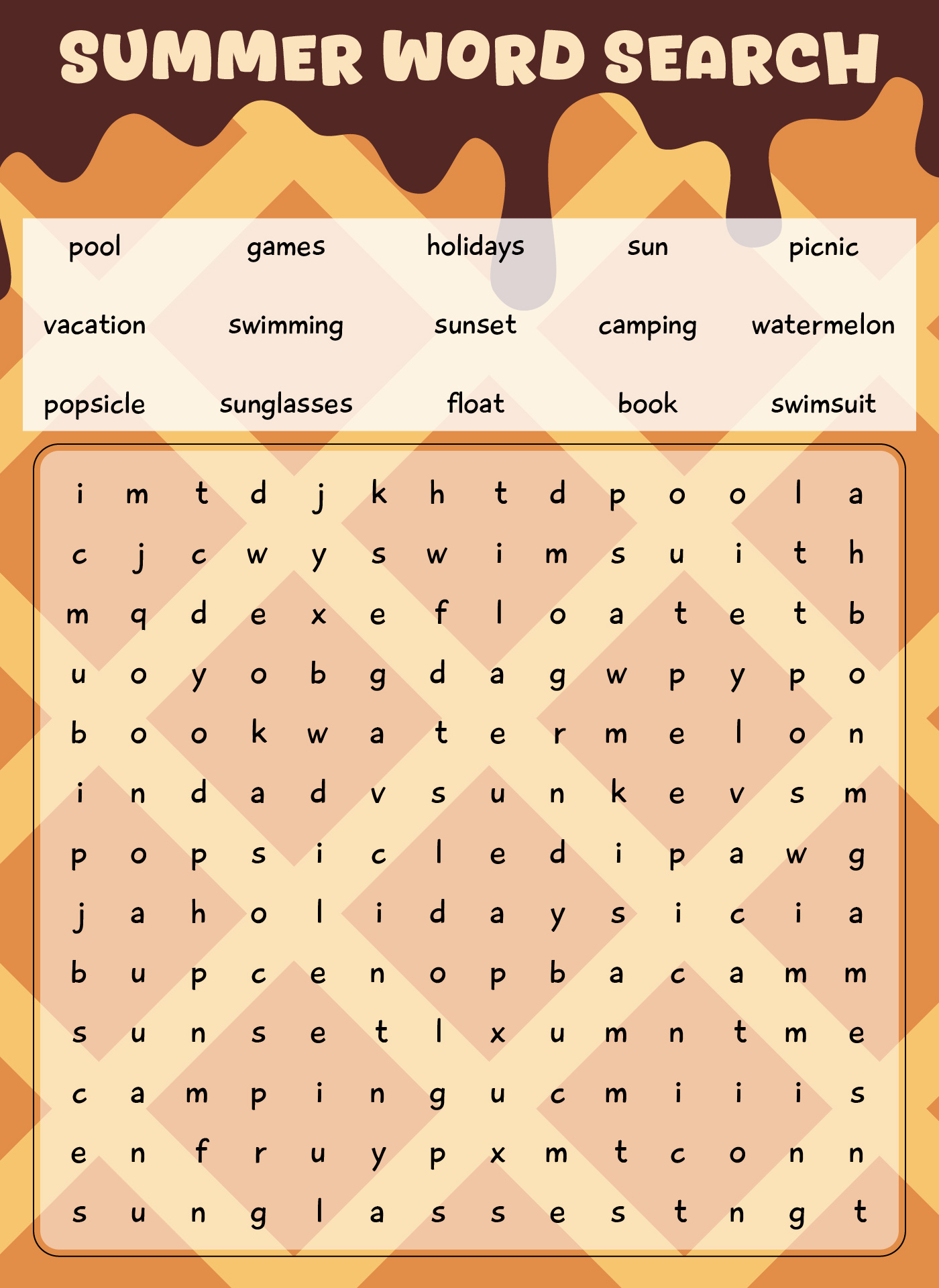 2nd Grade Printable Summertime Word Search Puzzles