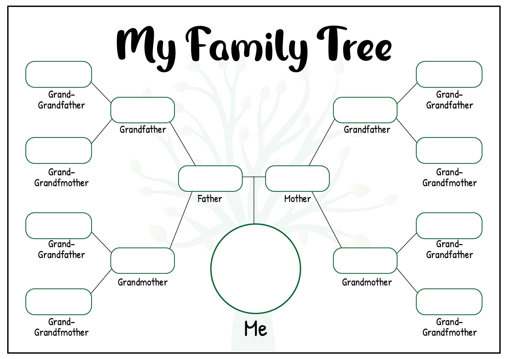 4 Generation Family Tree Many Siblings Template