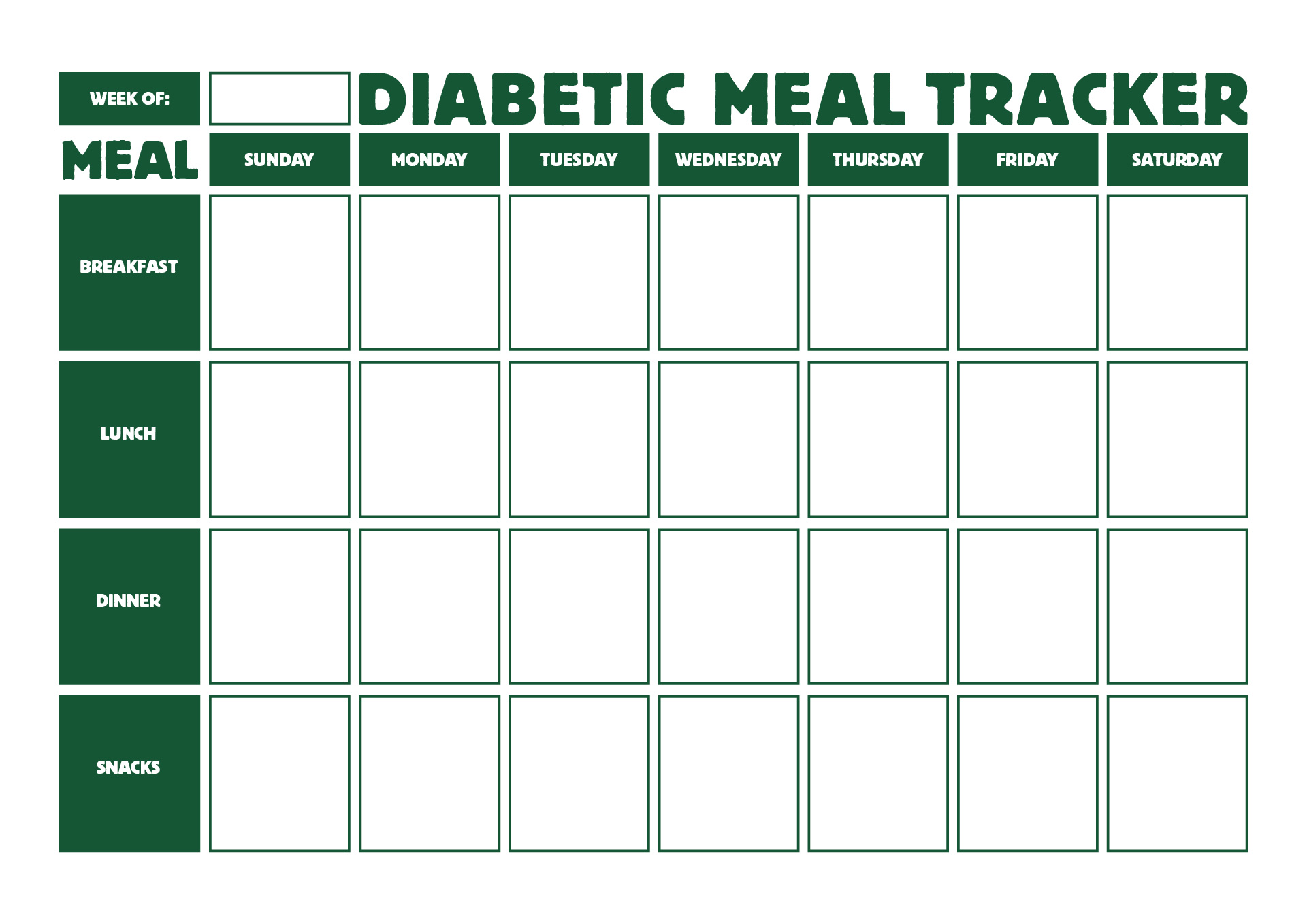 7-Day Diabetic Meal Tracker Printable