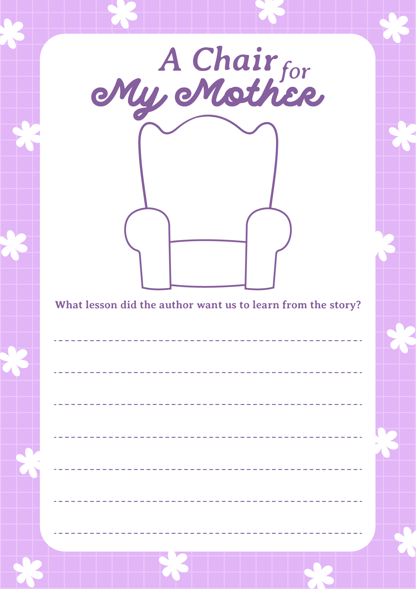 A Chair for My Mother Activity Sheets