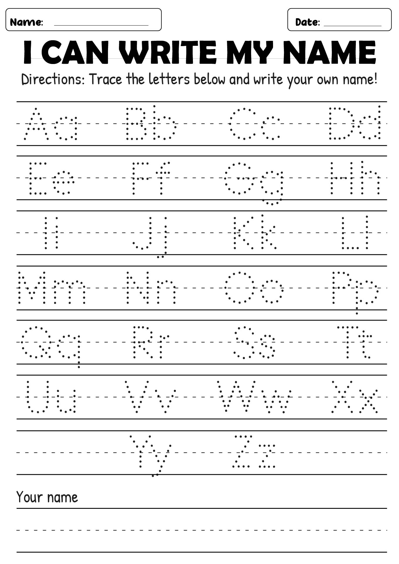 ABC Name Tracing Printables