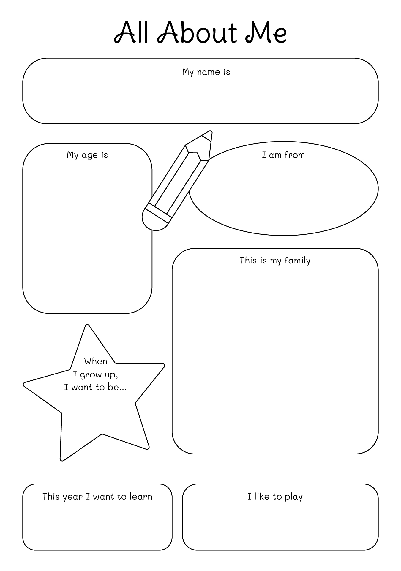 All About Me Back-to-School Activity Sheet for Kids