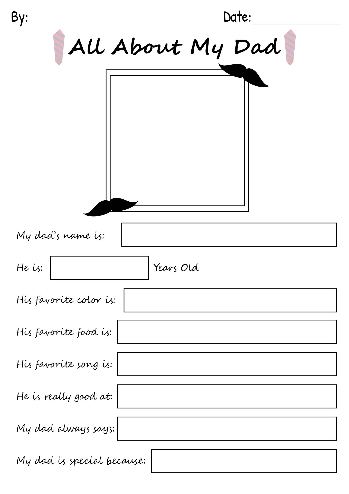 All About My Dad Fun Facts Sheet Printable