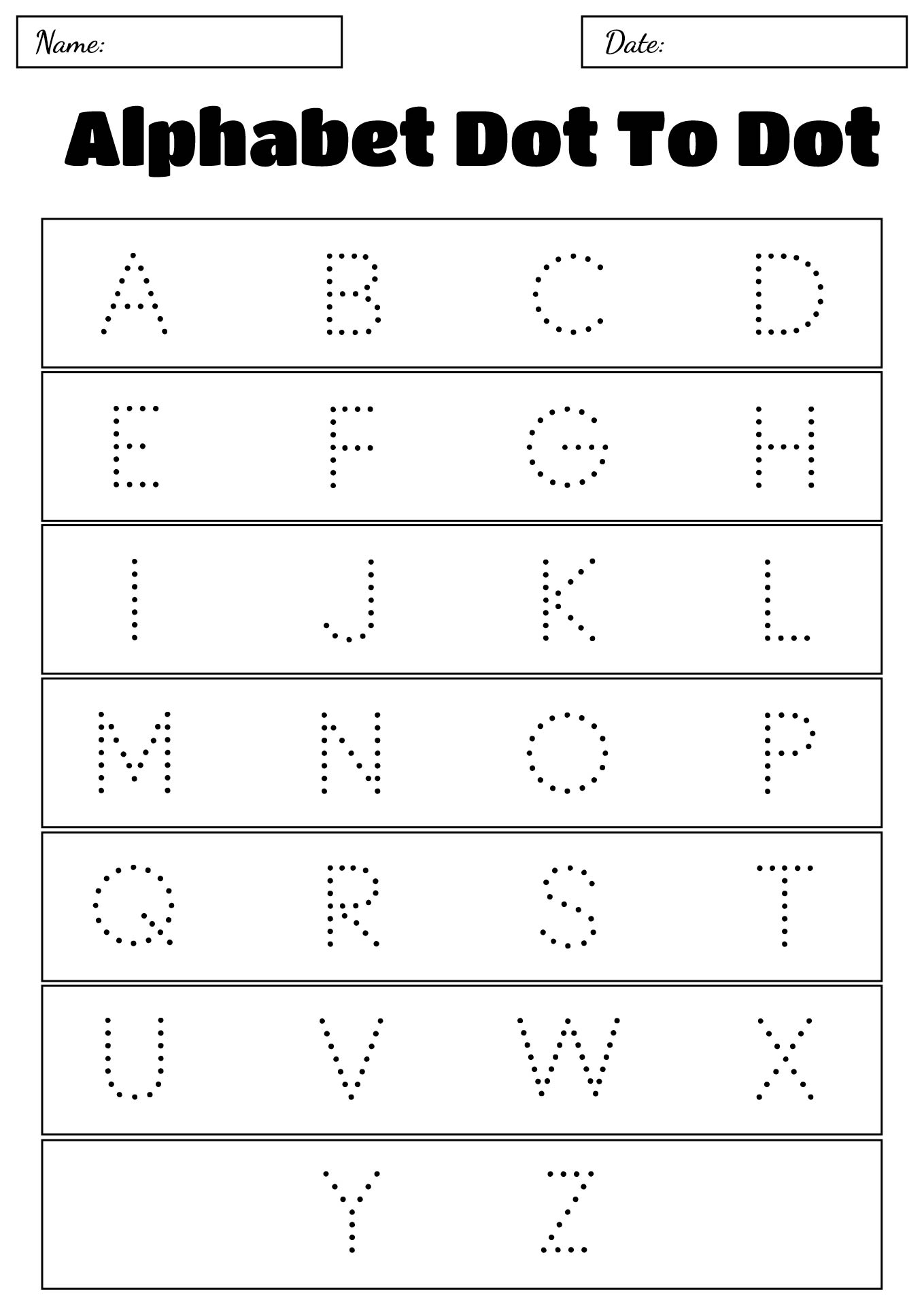 Alphabet Dot to Dot Printables for Kids Alphabet Dot to Dot Printables for Kids