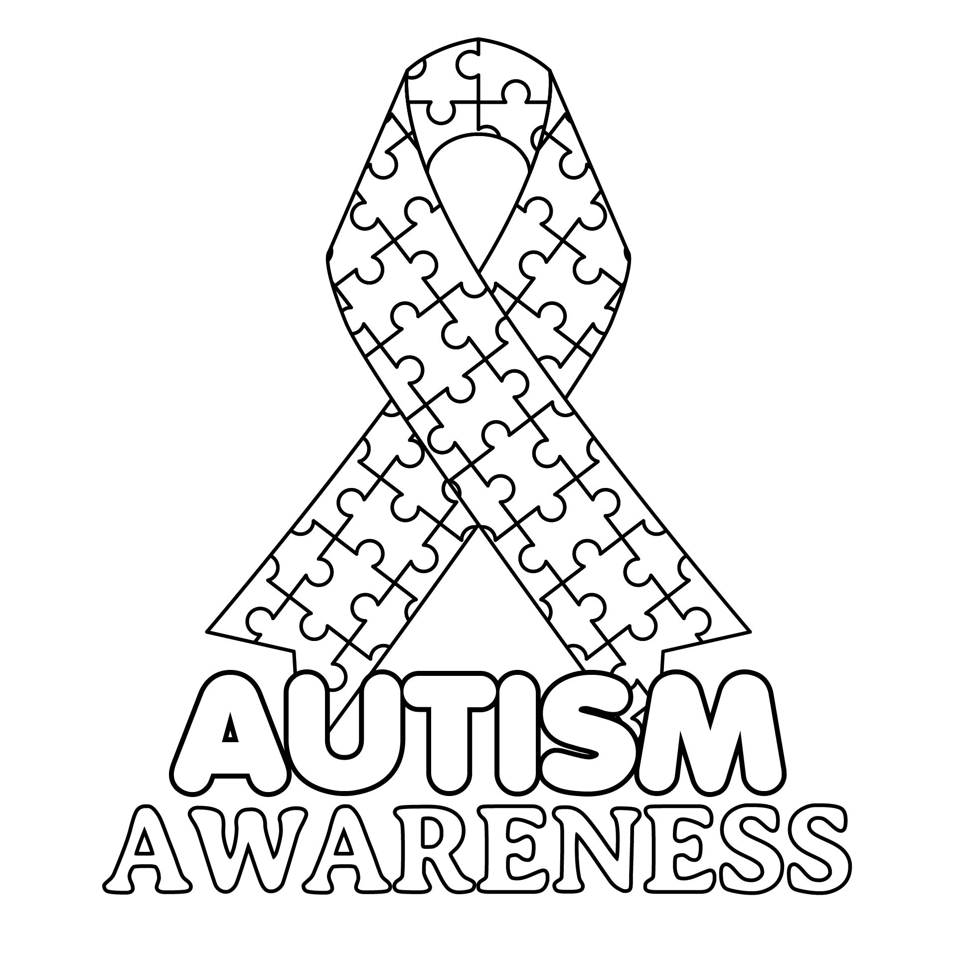 Autism Awareness Ribbon Coloring Sheet Printable