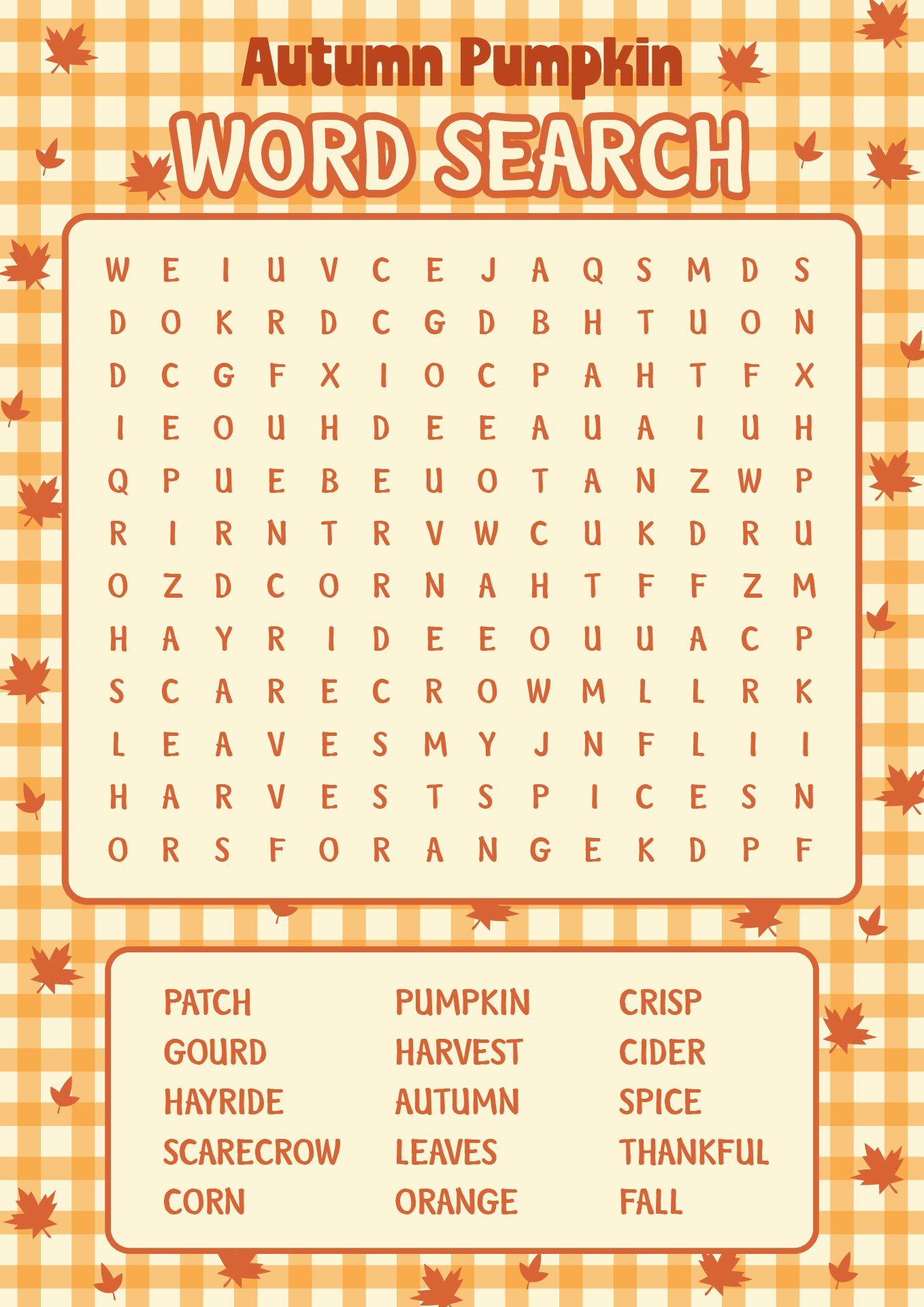 Autumn Pumpkin Word Search Puzzles Autumn Pumpkin Word Search Puzzles