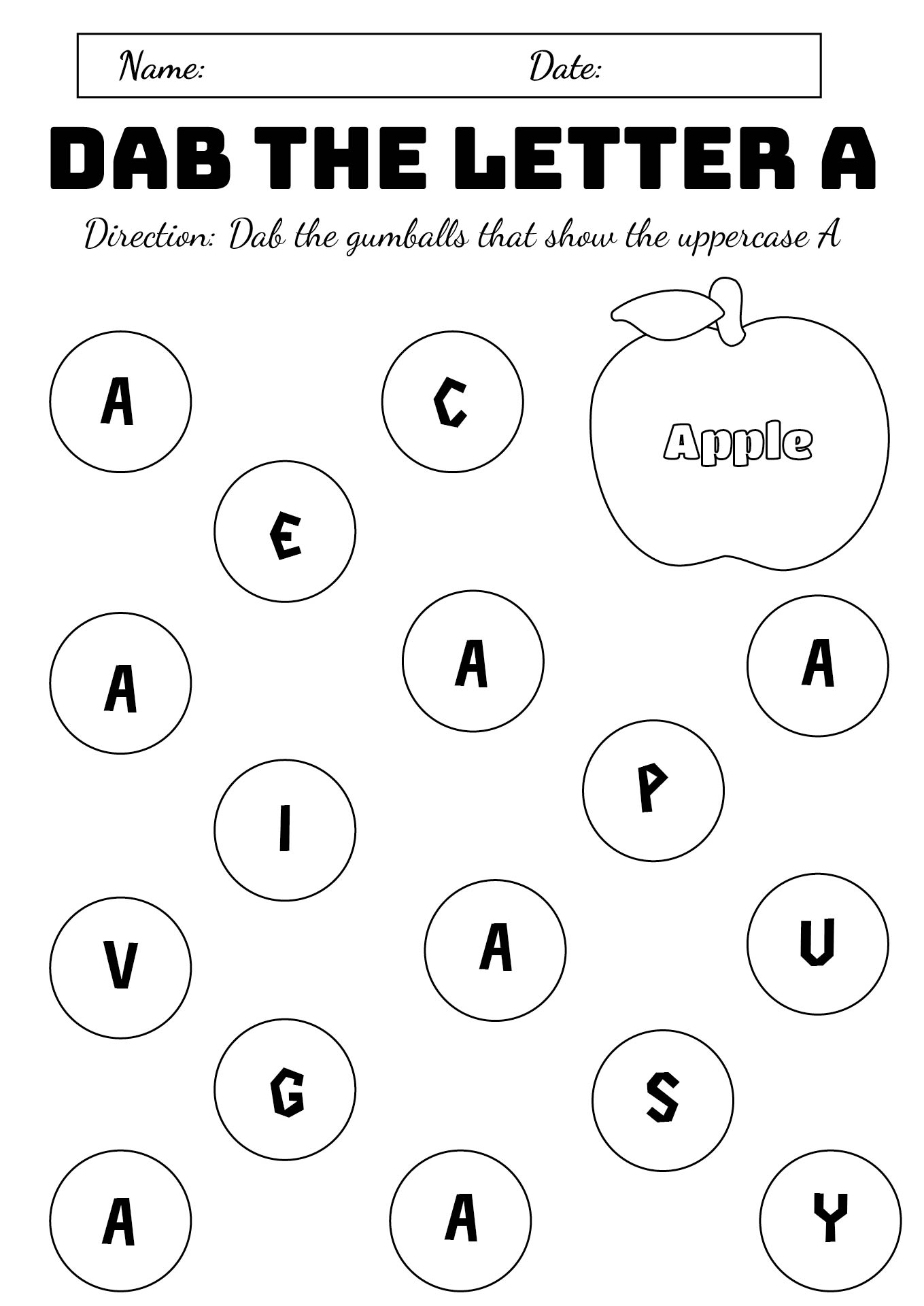 Bingo Dauber Dot Alphabet Worksheets