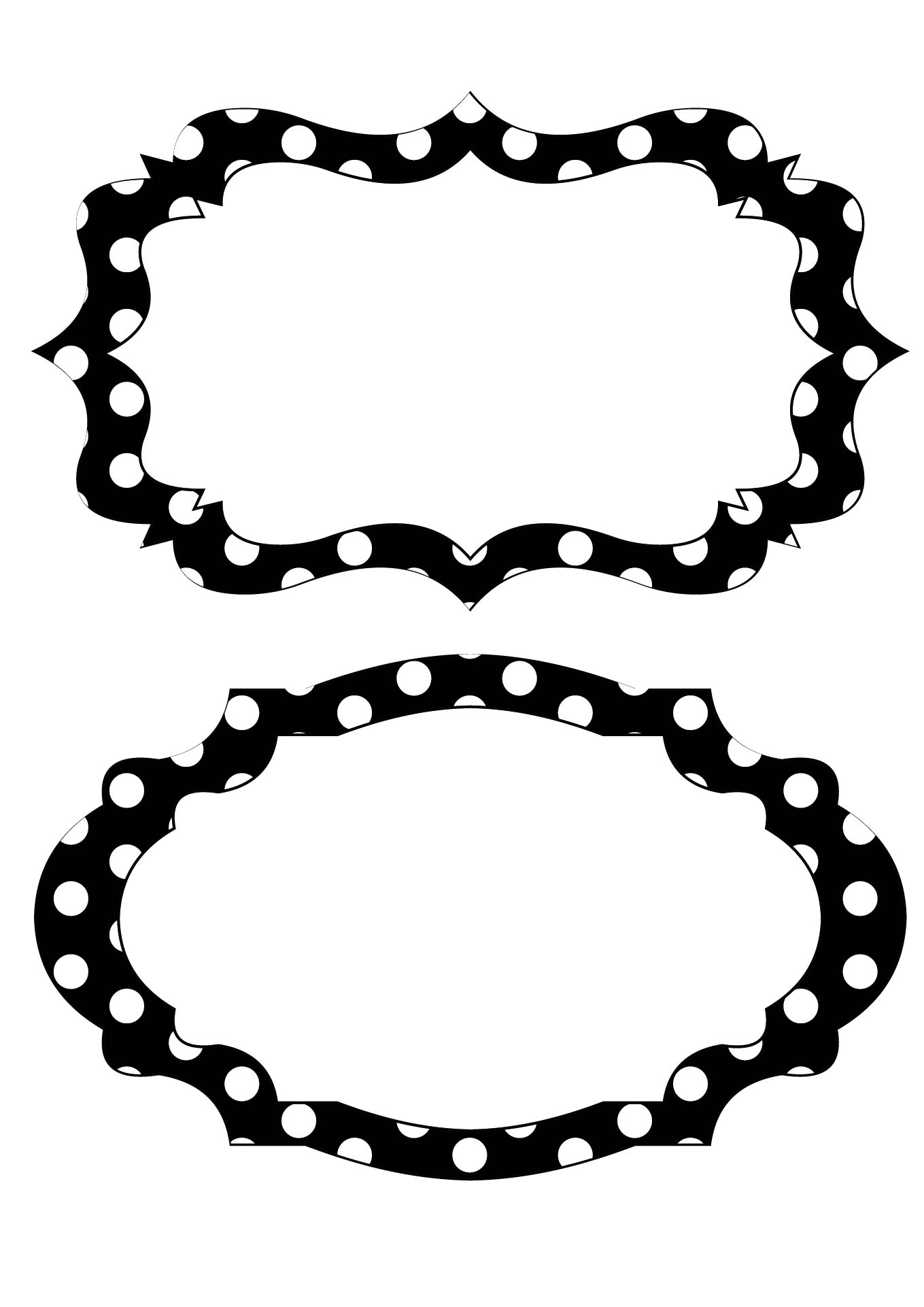 Black and White Polka Dot Labels Printable Name Tags