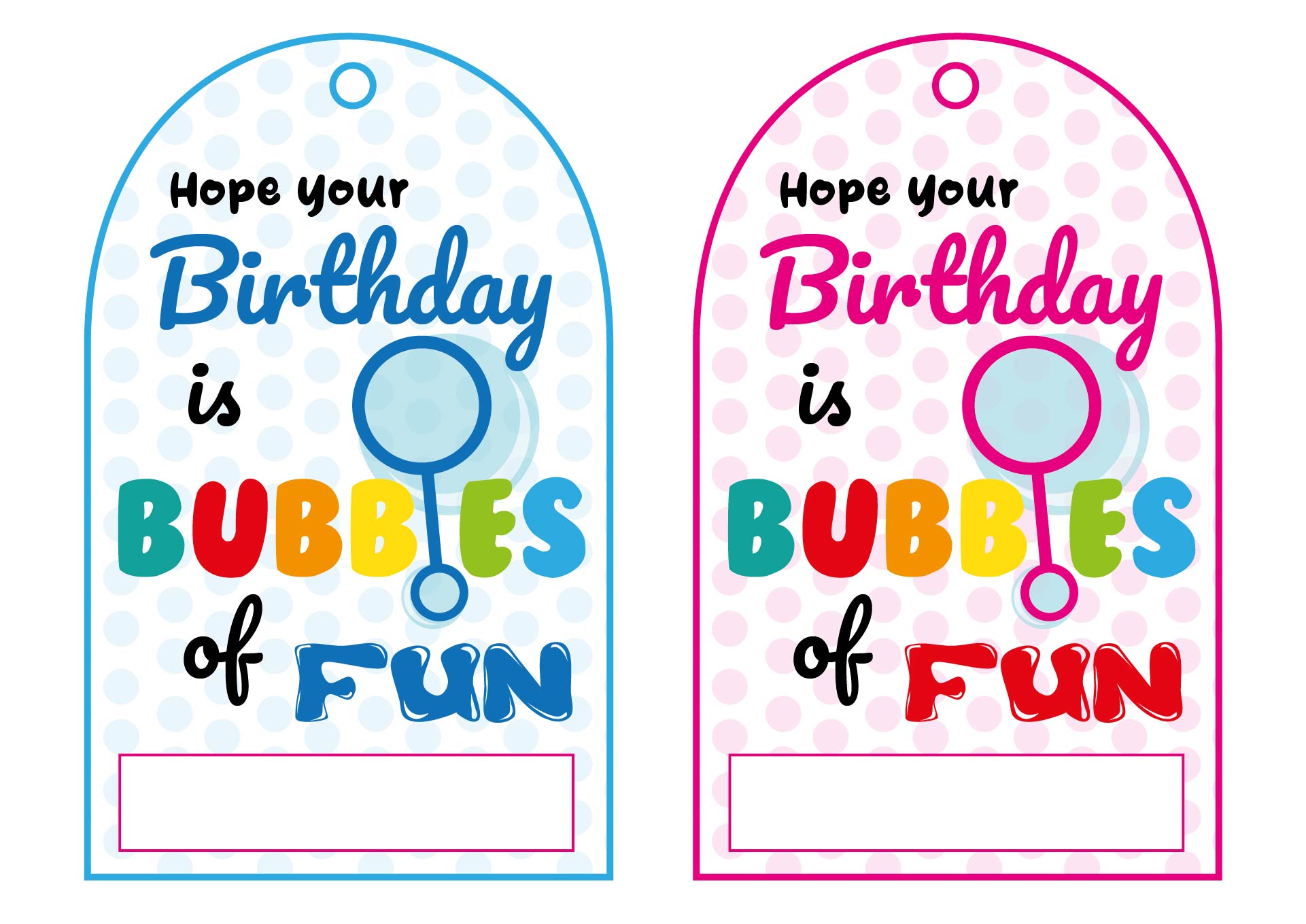 Bubble Summer Birthday Tags Printable