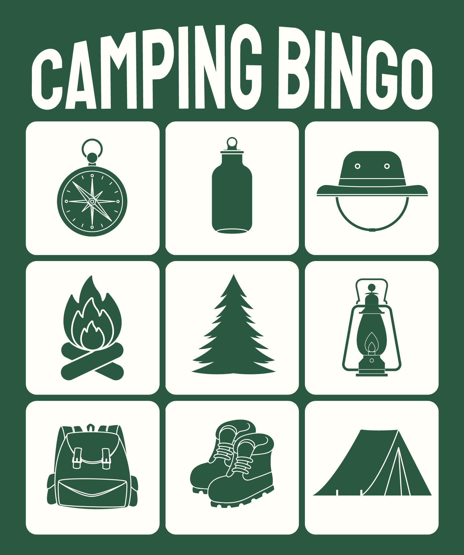 Camping Bingo Card Games for Kids