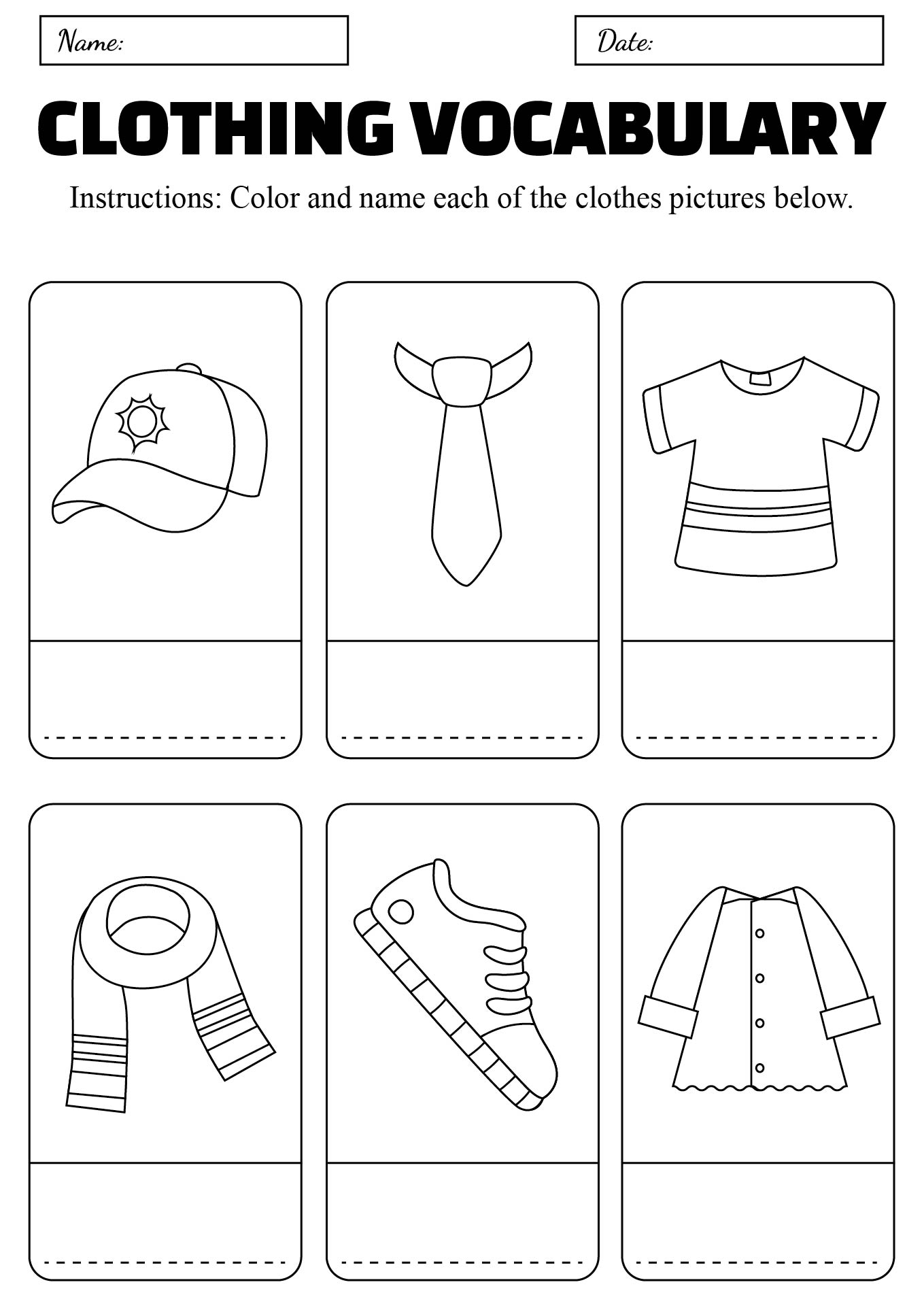 Clothing Vocabulary Worksheets for Preschool Kids Clothing Vocabulary Worksheets for Preschool Kids