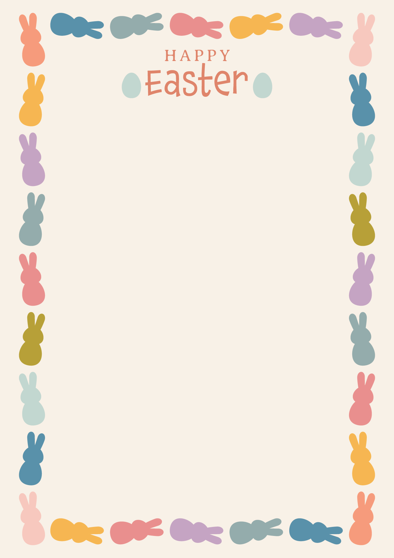 Colorful Easter Bunny Borders Free Printable