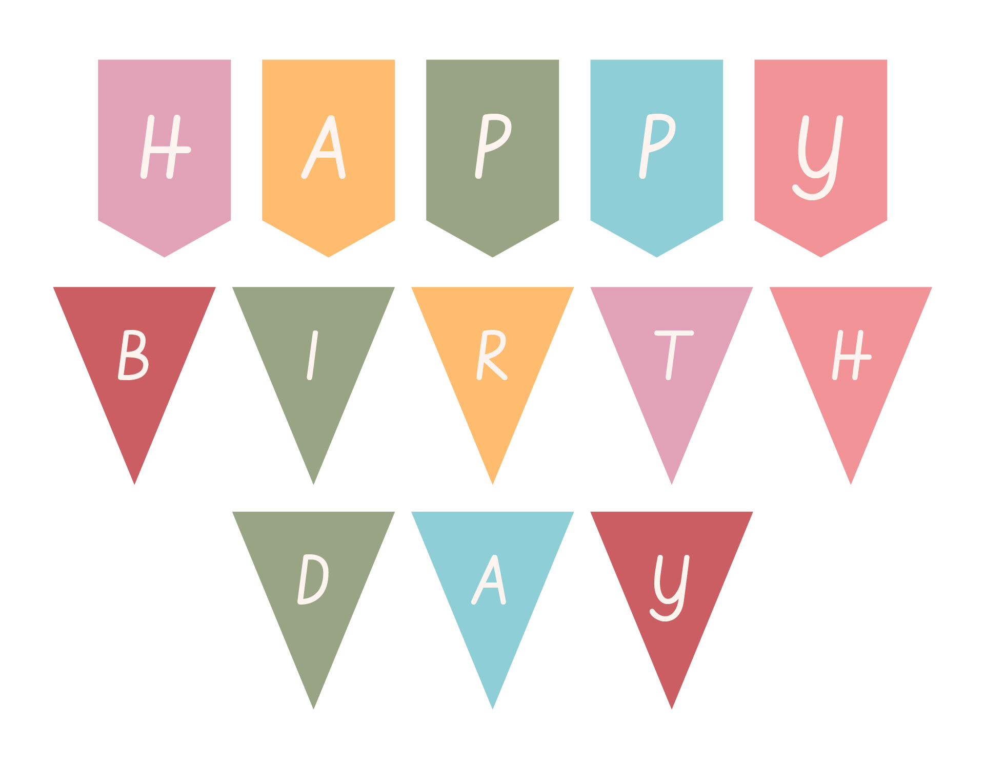 Colorful Happy Birthday Letters Printable
