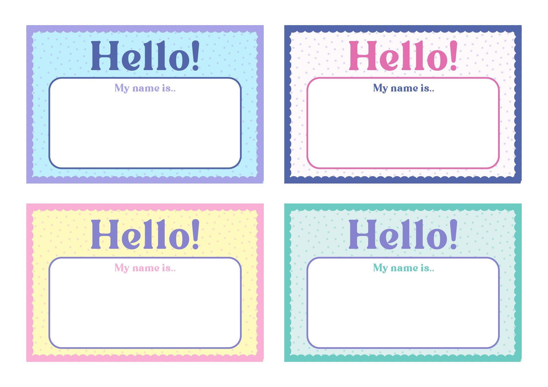 Colorful Polka Dot Printable Name Tags