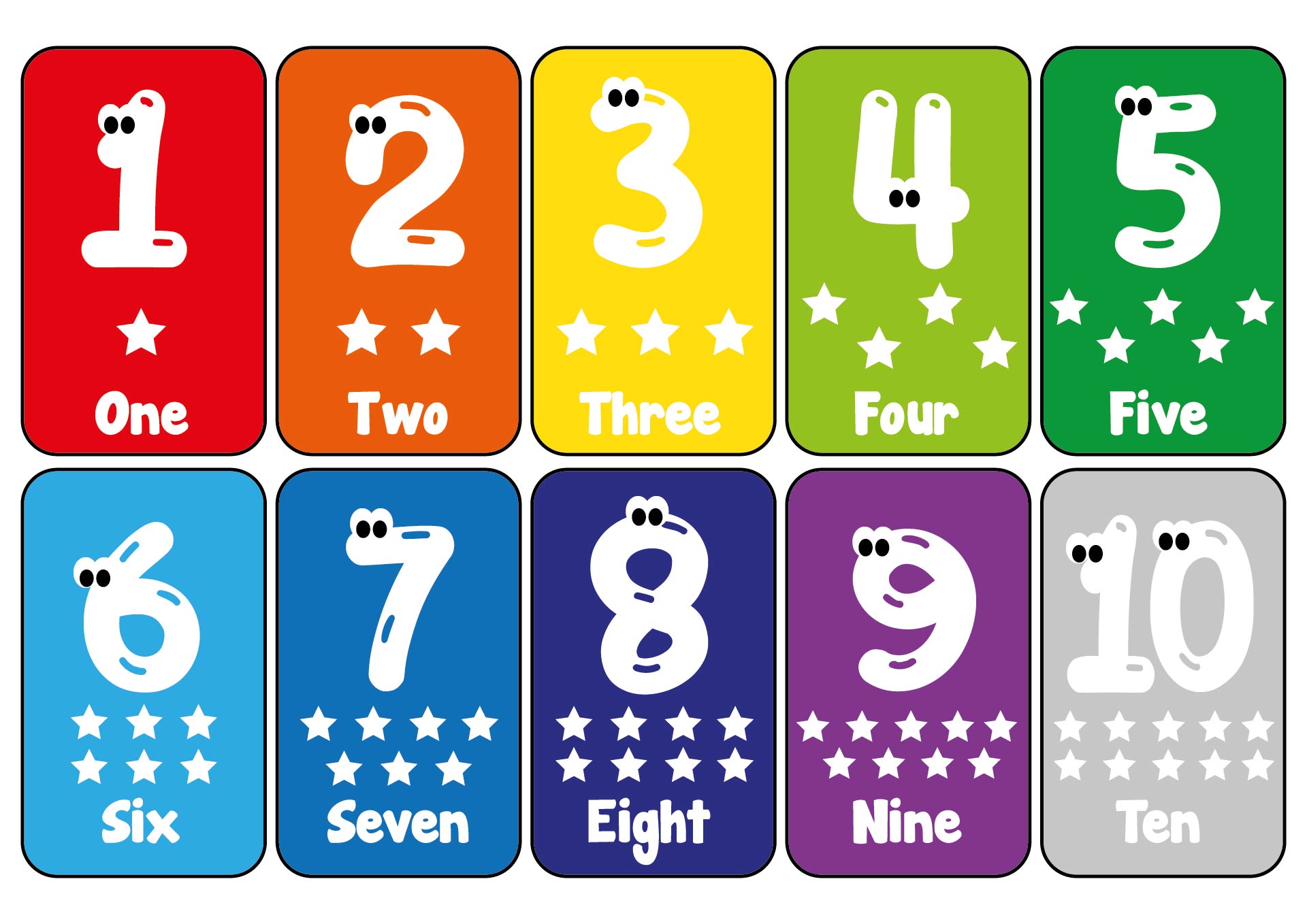 Colorful Printable Number Cards 1-10 Colorful Printable Number Cards 1-10