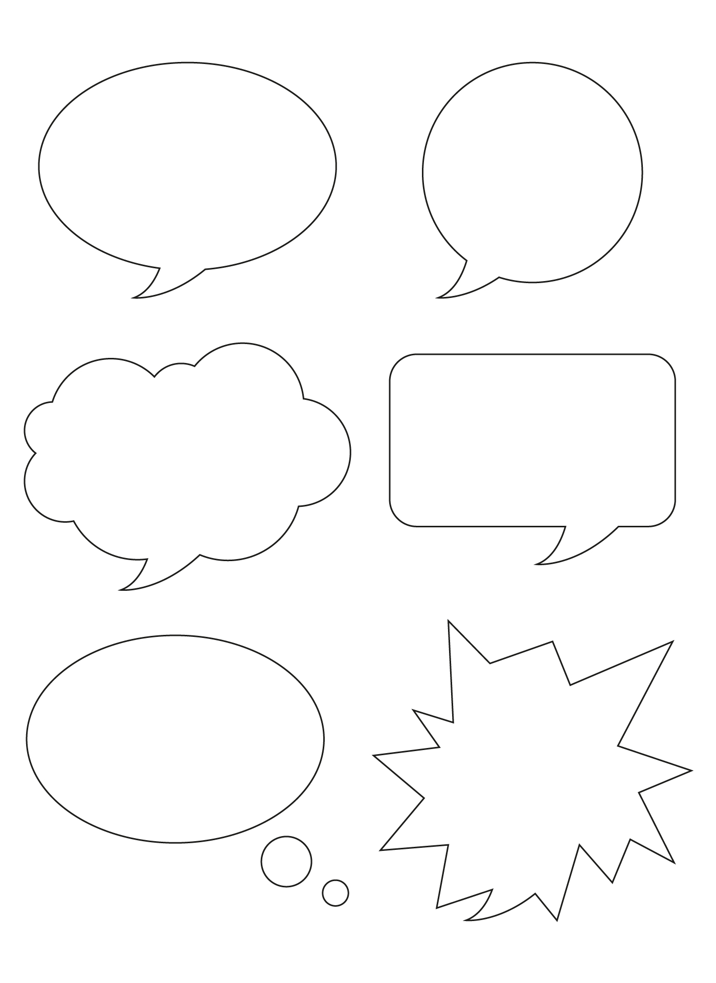 Comic Strip Conversation Bubbles Printouts