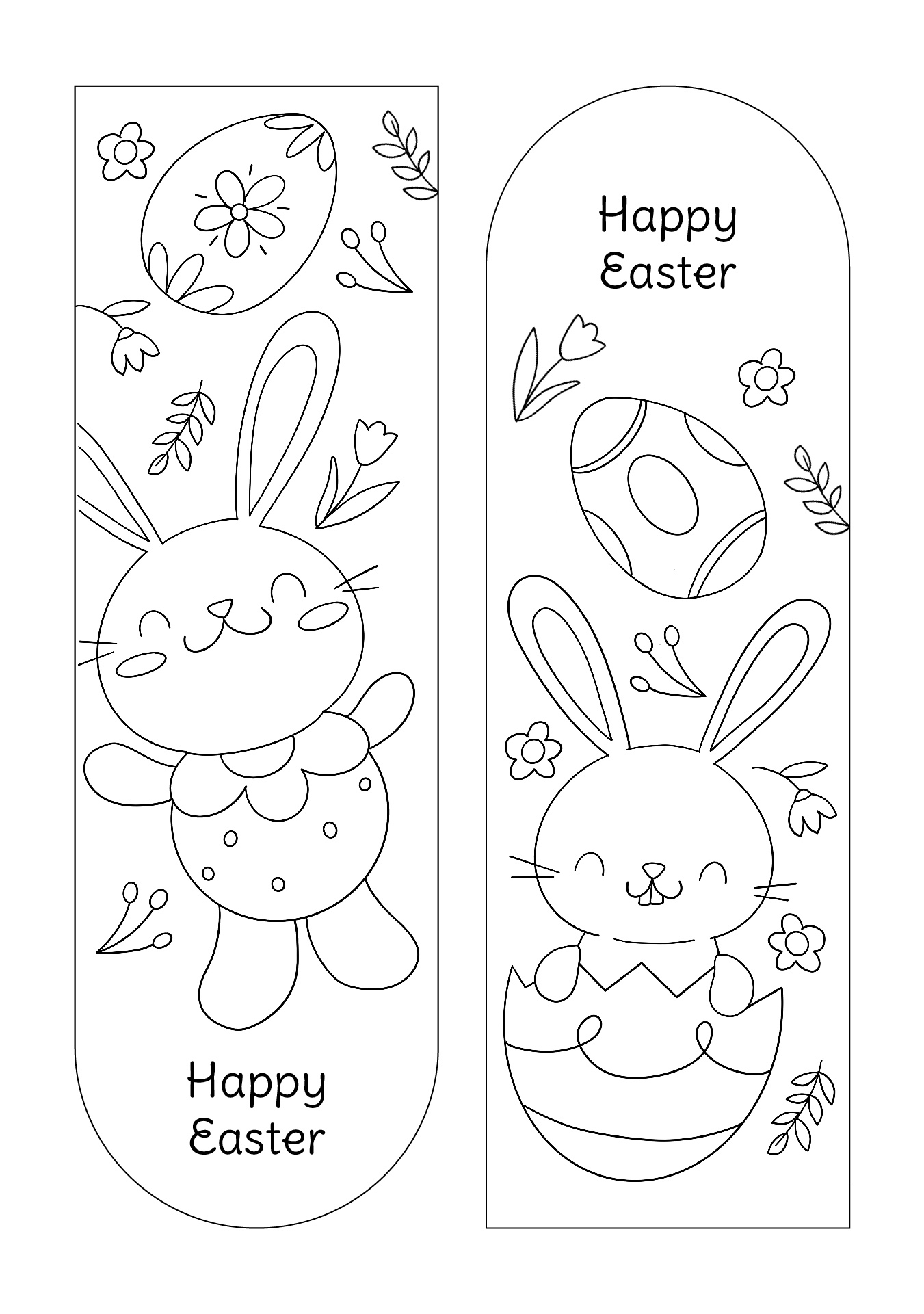 Cute Easter Animals Coloring Bookmarks Printable