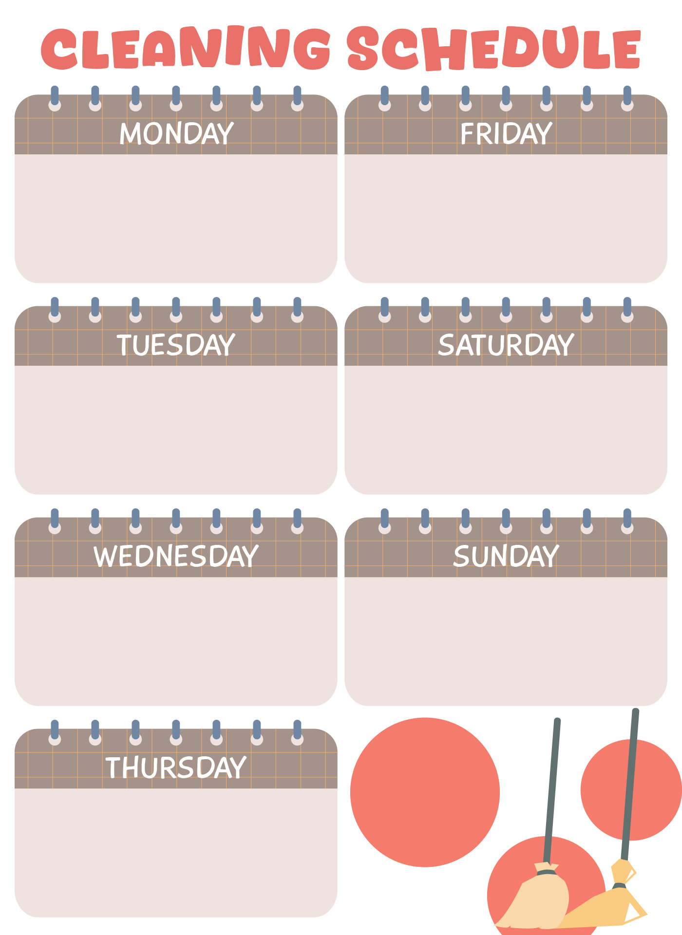 Daily Cleaning Schedule Checklist Printable