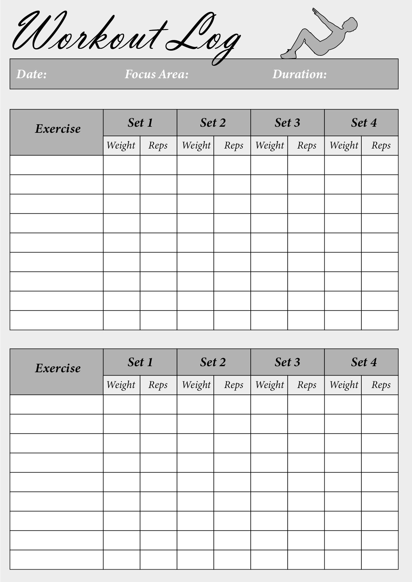 Daily Fitness Journal Pages Printable