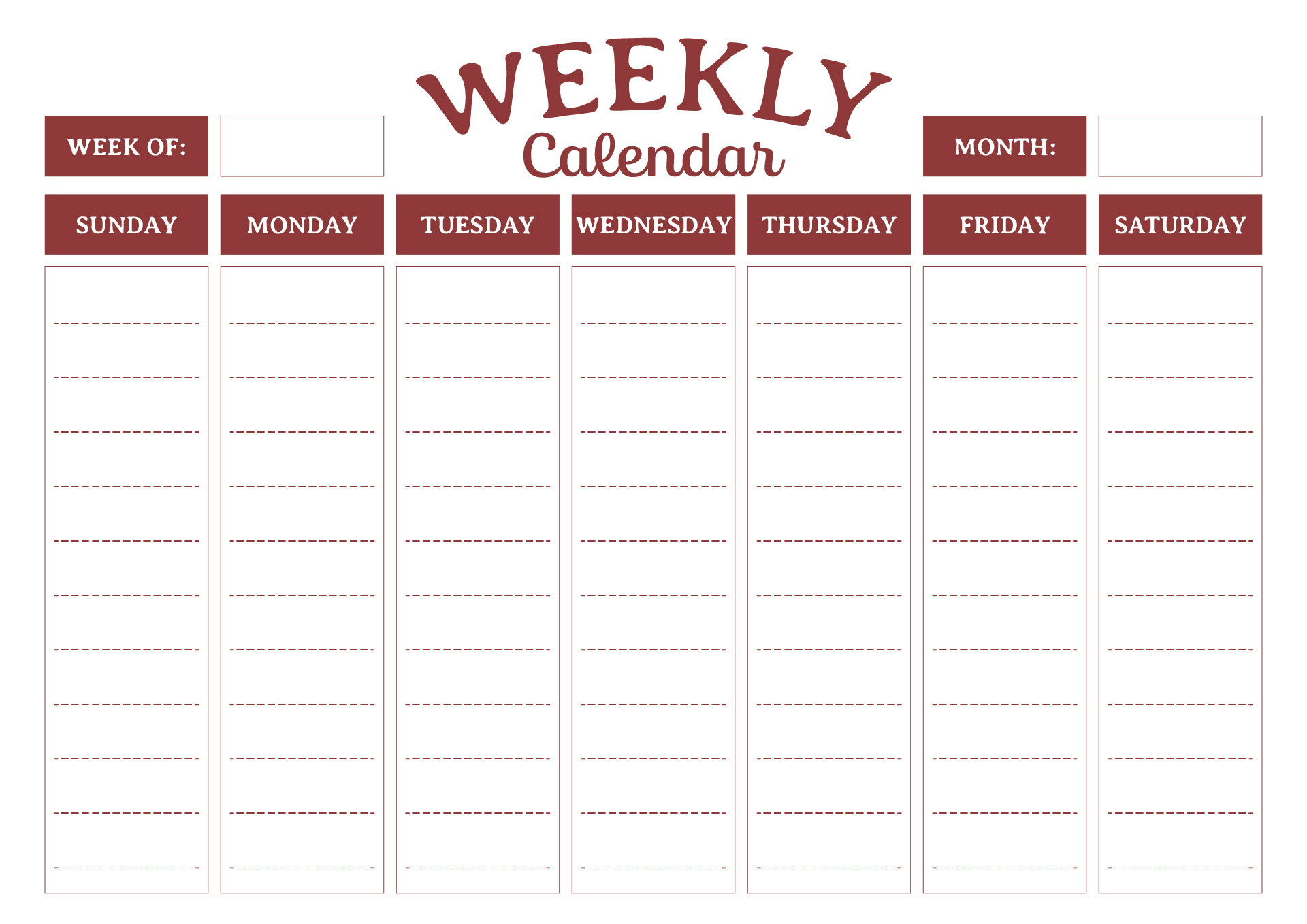 Daily Printable Calendar Schedule