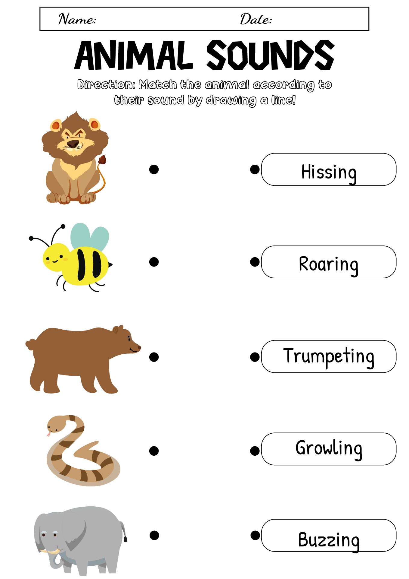 Dear Zoo Animal Sounds Worksheet