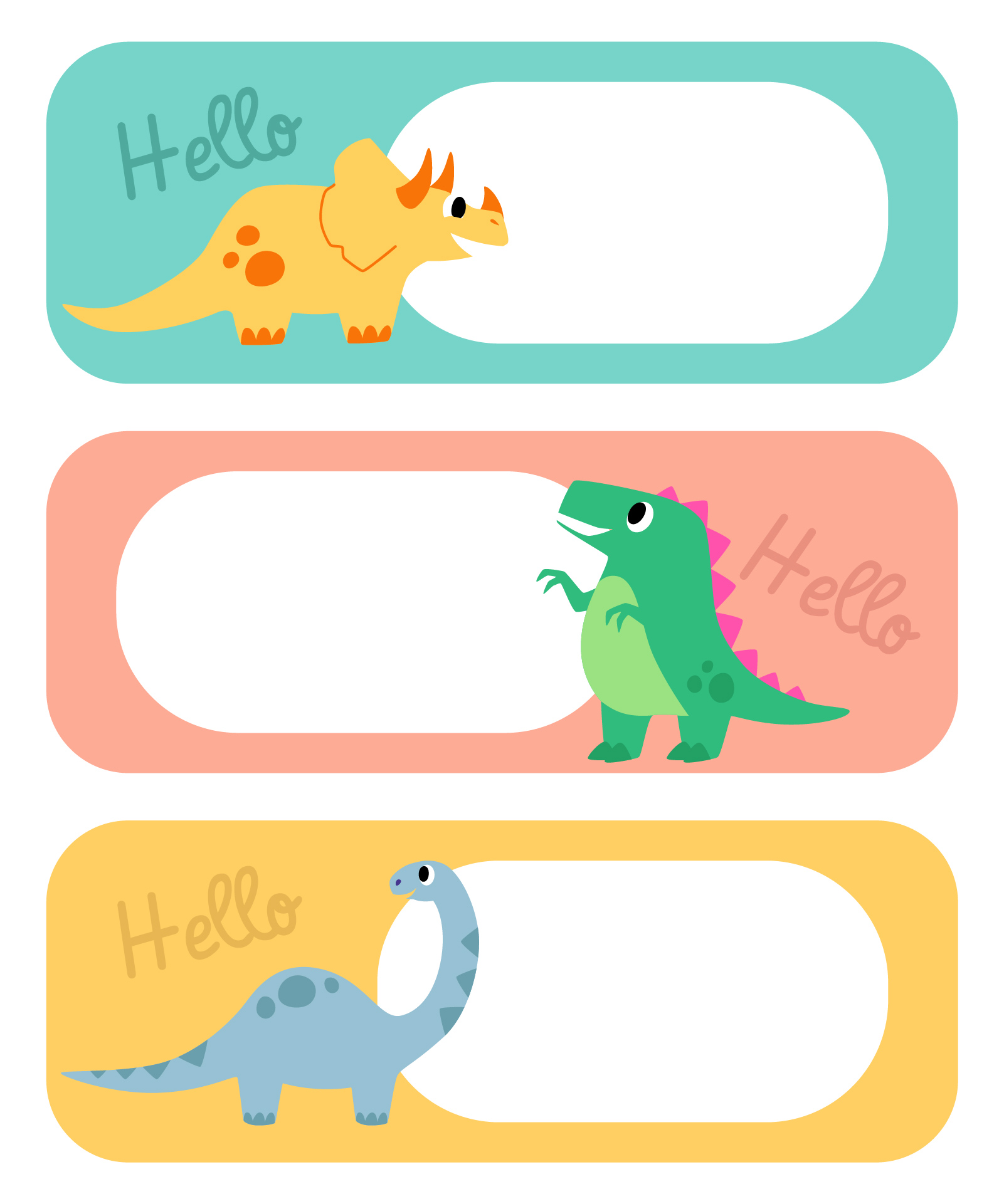 Dinosaur Name Labels for Notebooks
