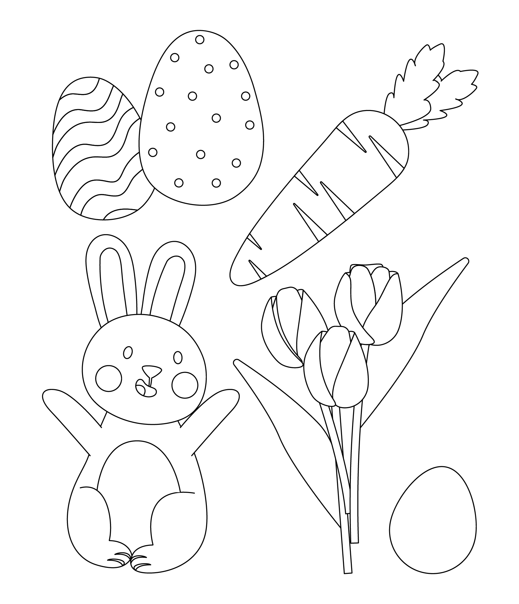 Easter Bunny Tulips Black and White Printable Easter Bunny Tulips Black and White Printable