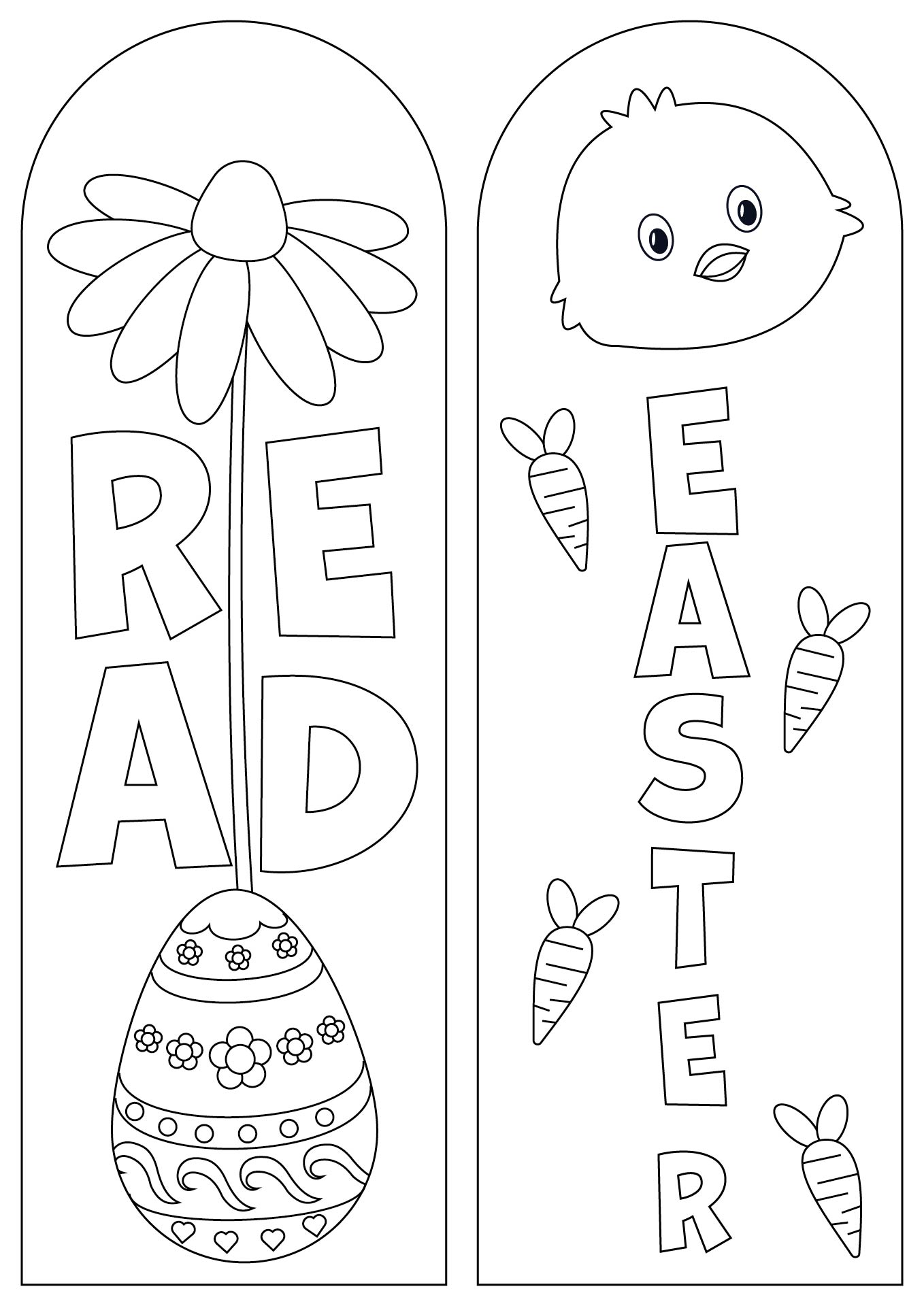 Easter Chick Printable Bookmarks to Color