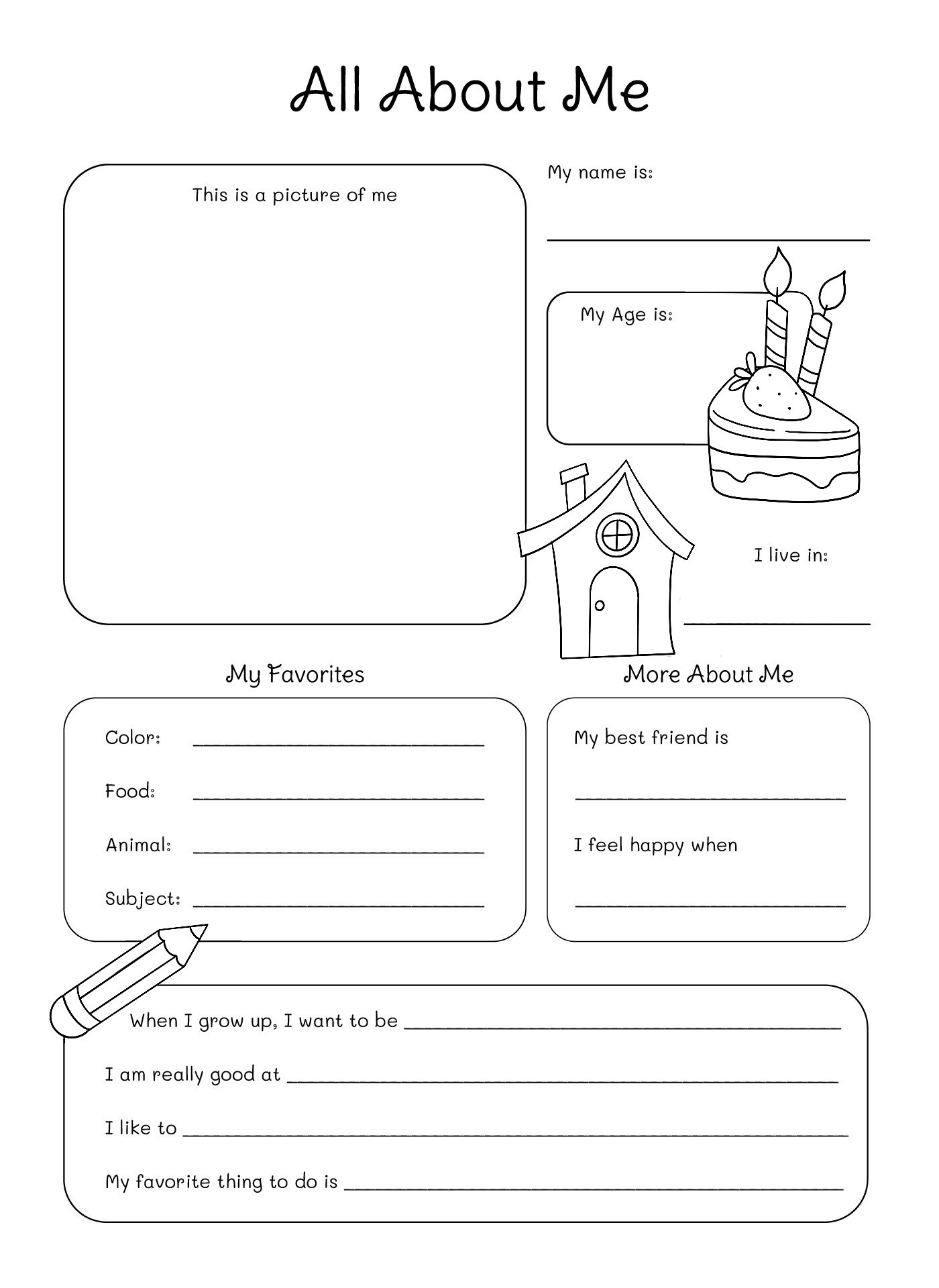 Elementary Student All About Me Poster Printable