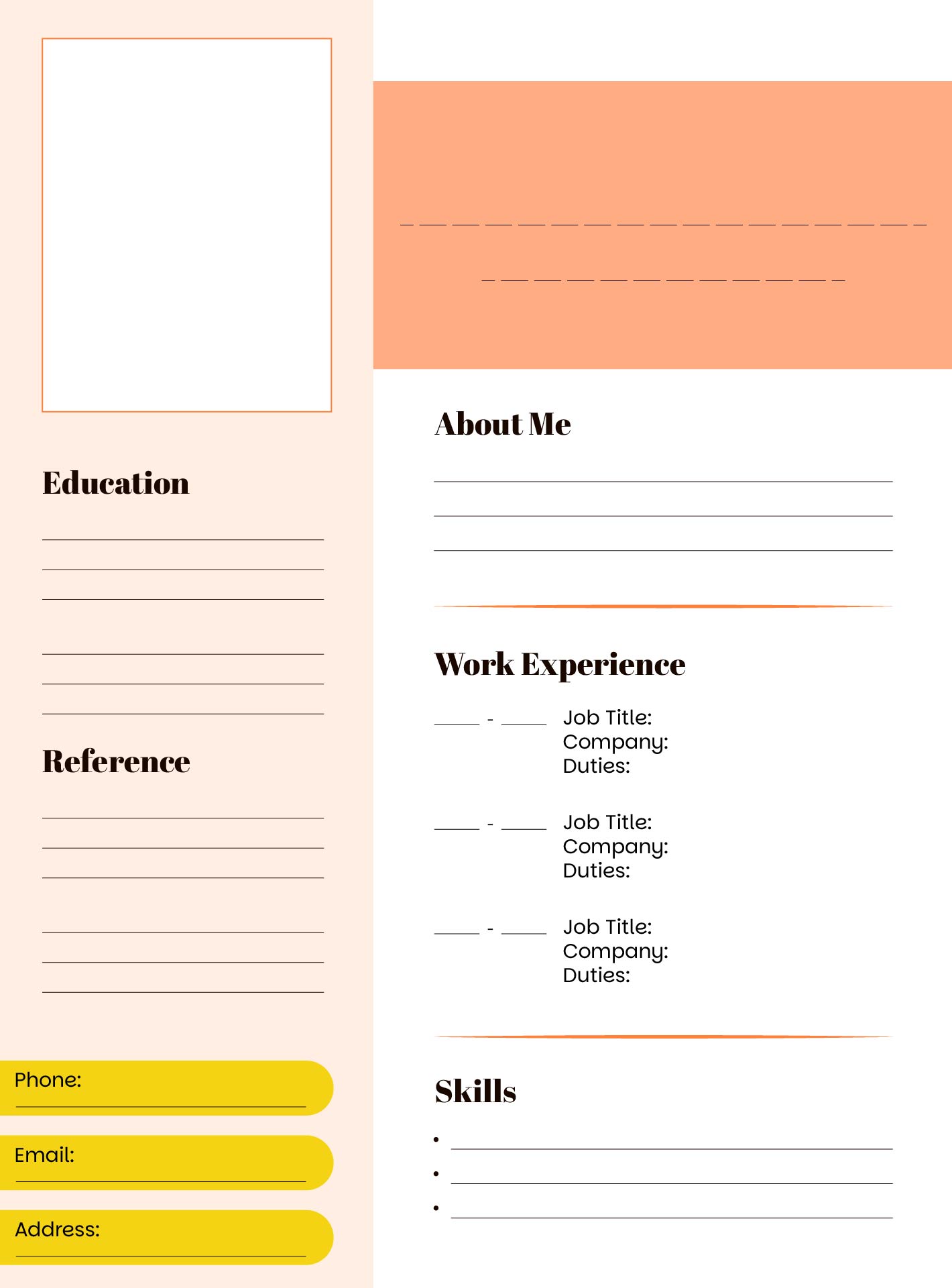 Fill in Blank Printable Simple Resume