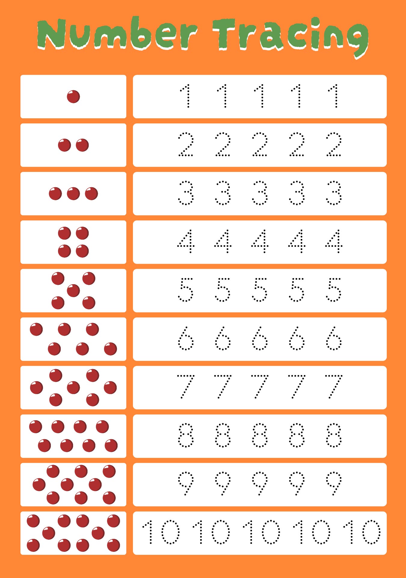 First Grade Number Tracing Worksheets
