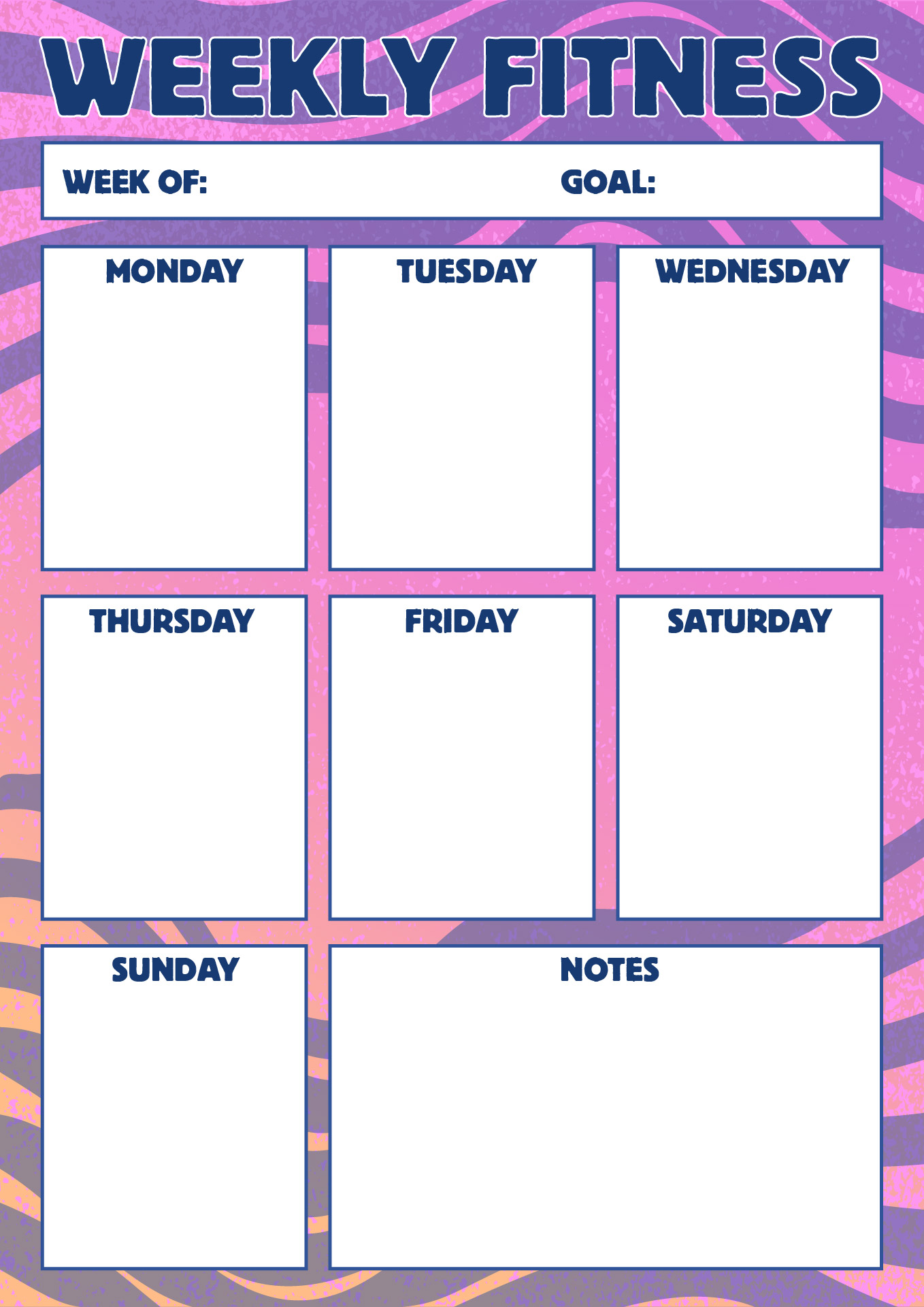 Fitness Weekly Planner Printable Layouts