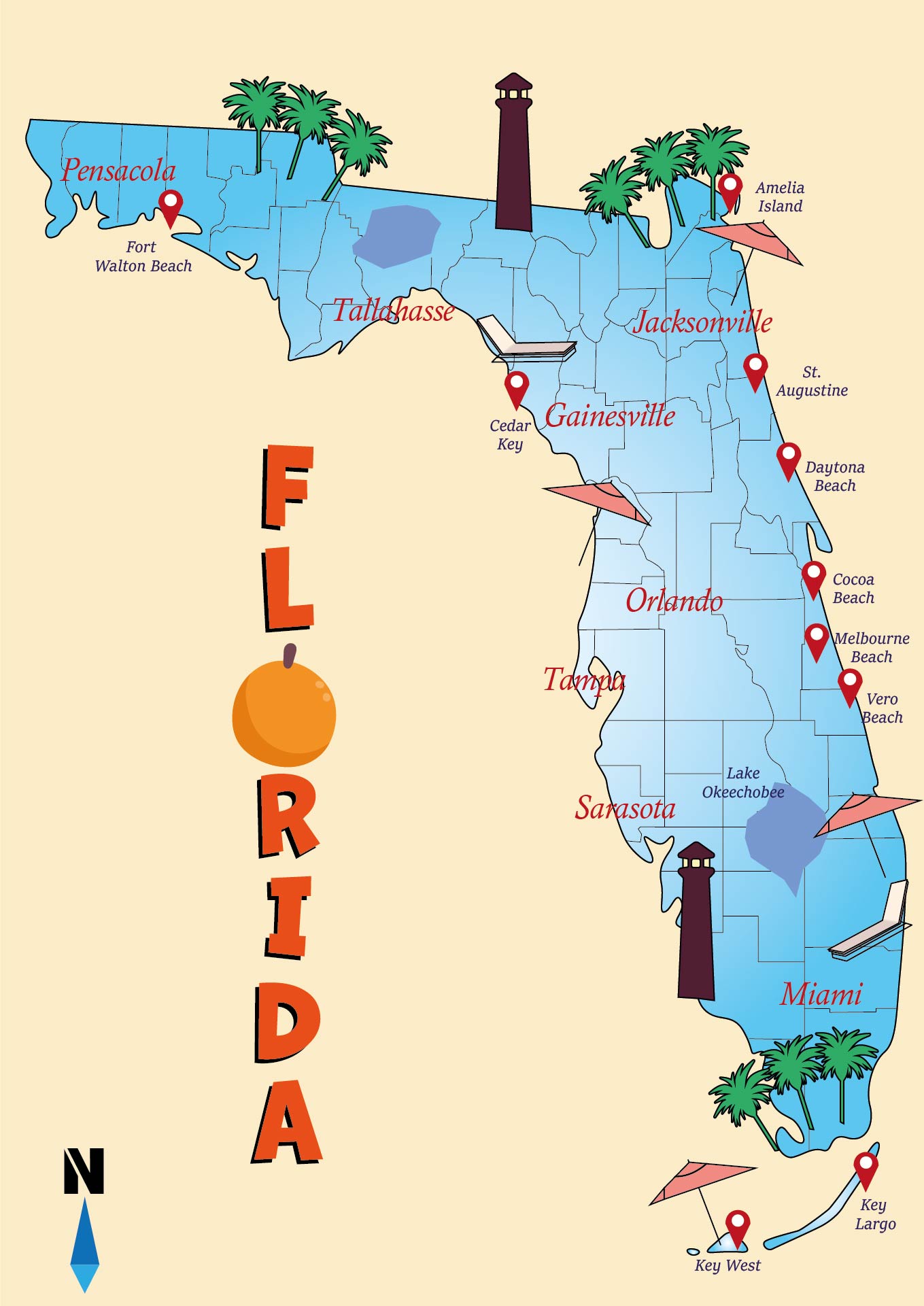 Florida State Tourism Map Printable