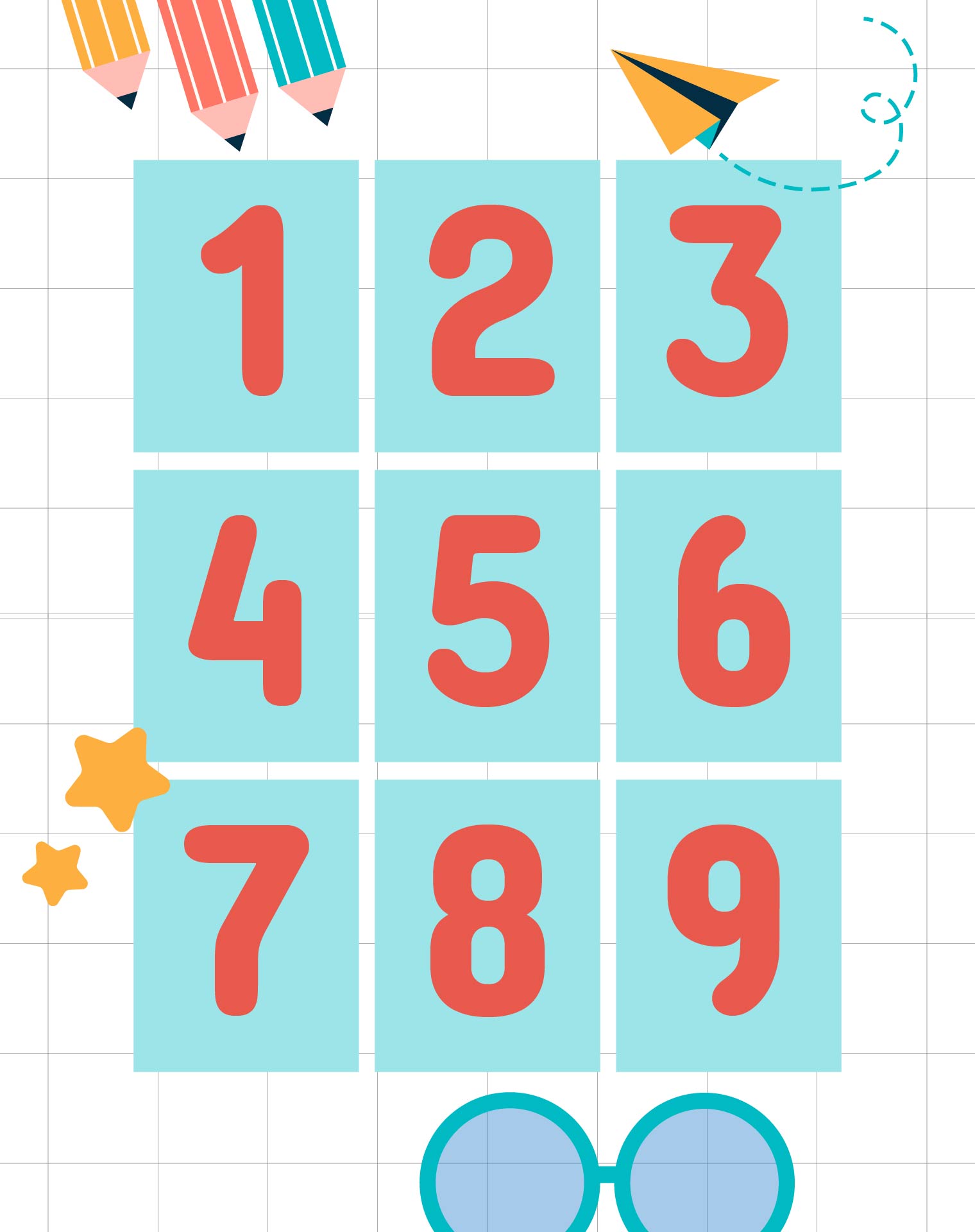 Giant Printable Numbers 1-9 for Classroom Use Giant Printable Numbers 1-9 for Classroom Use