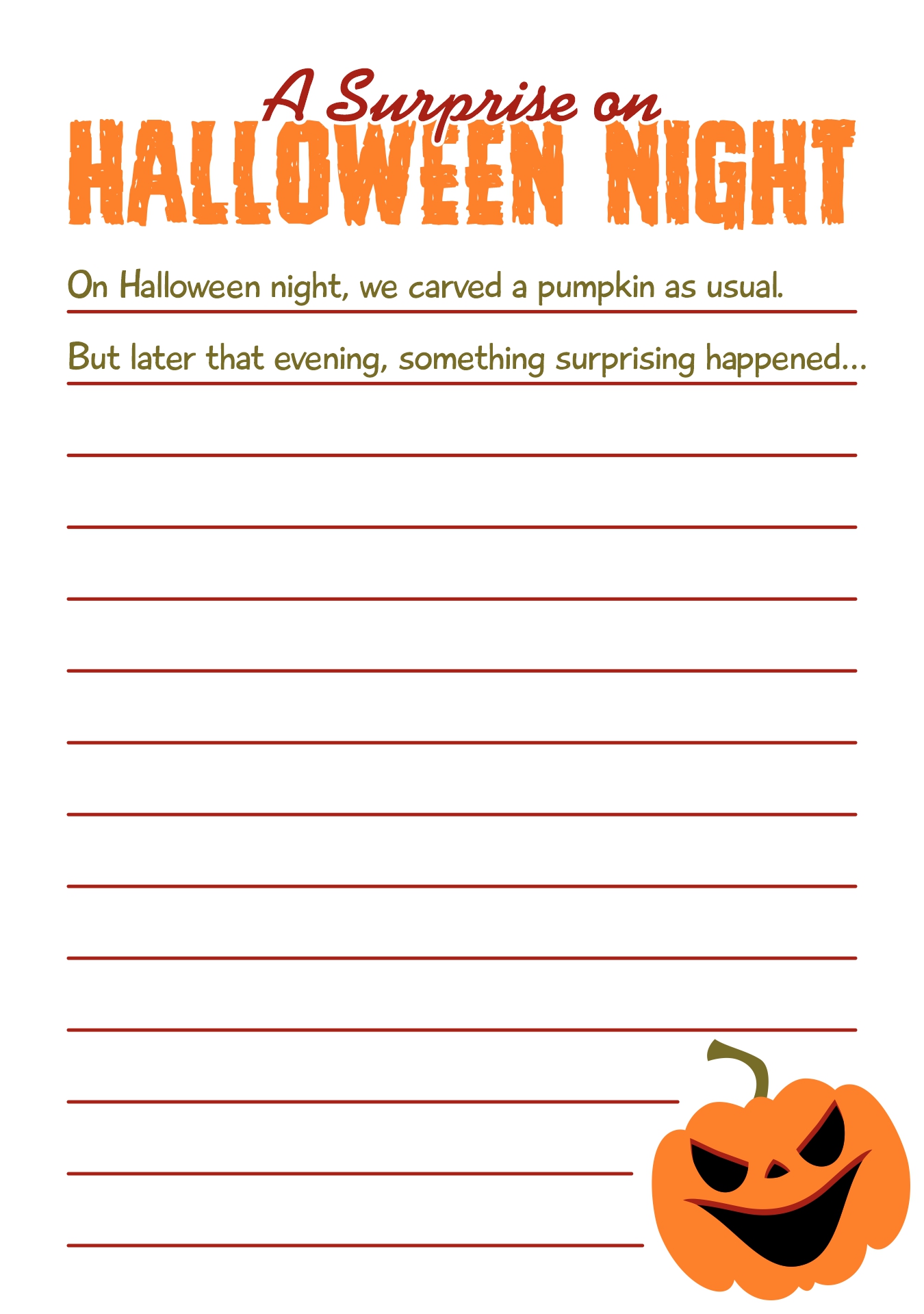 Halloween Pumpkin Story Writing Worksheets