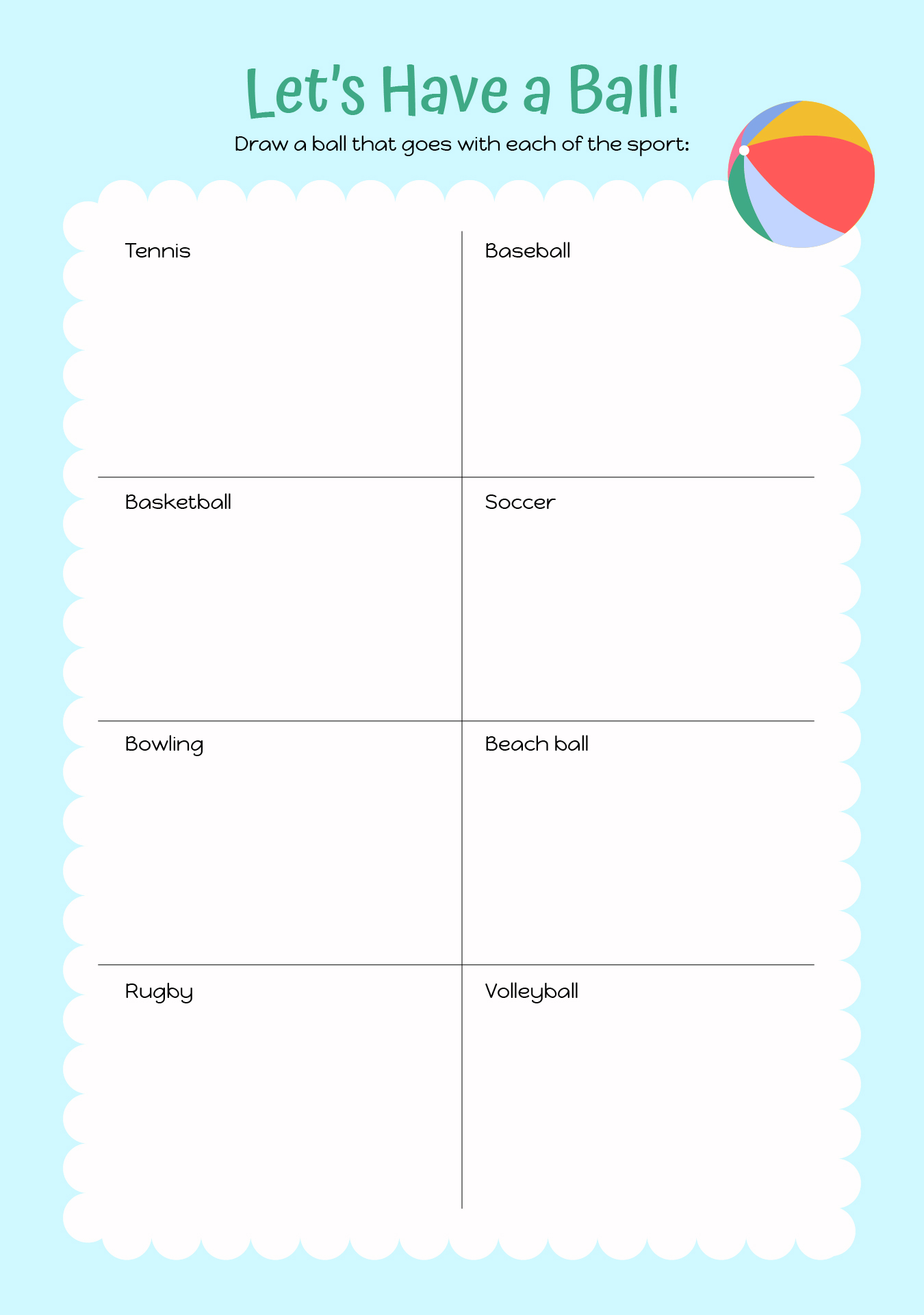 Have a Ball This Summer Activity Sheet