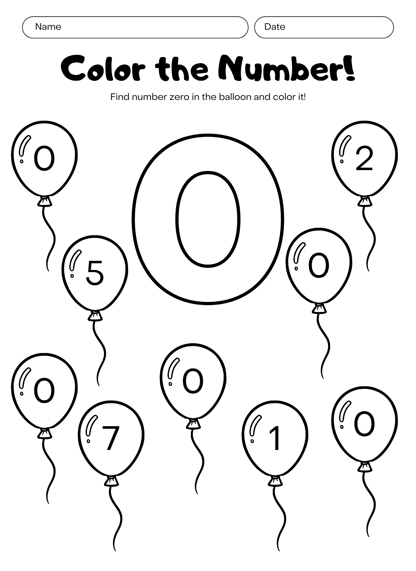 Kids Learning Printable Block Number 0