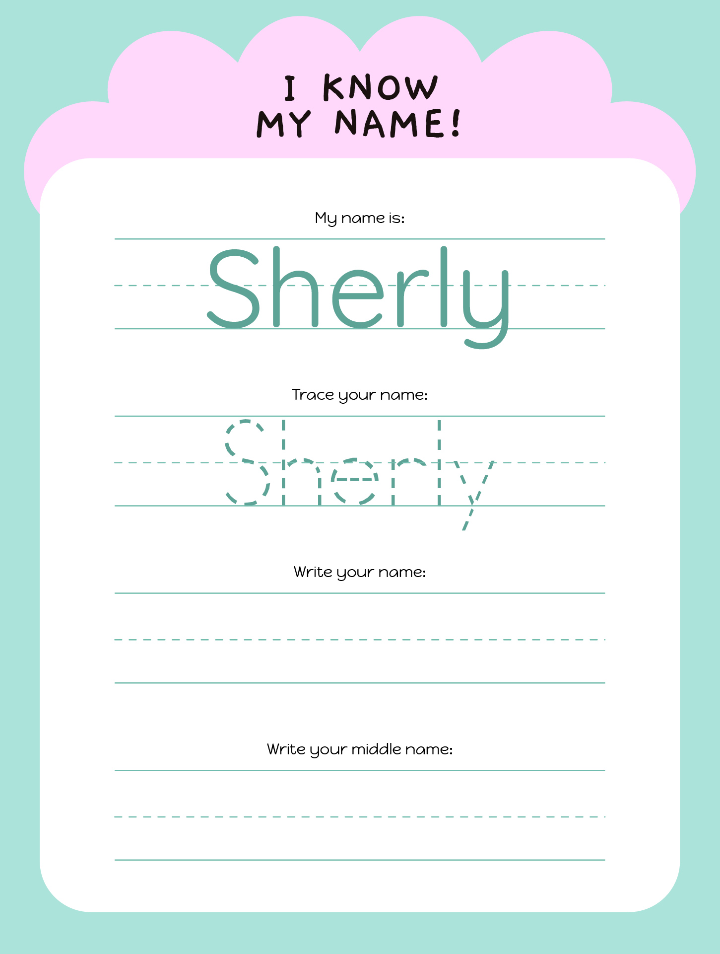 Kids Name Tracing Worksheet Printable