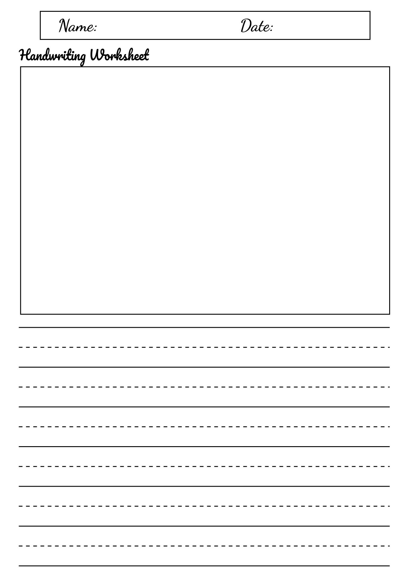 Kids Printable Blank Handwriting Pages