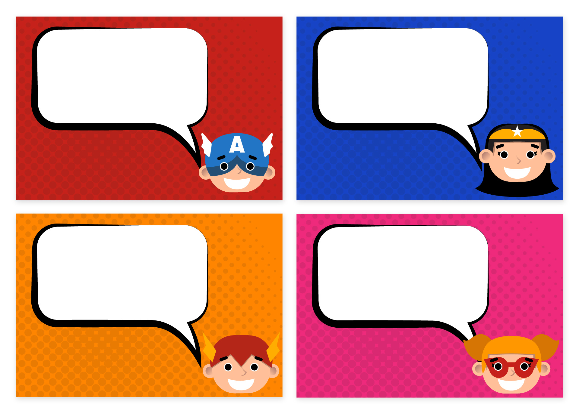 Kids Superhero Costume Name Tags Printable