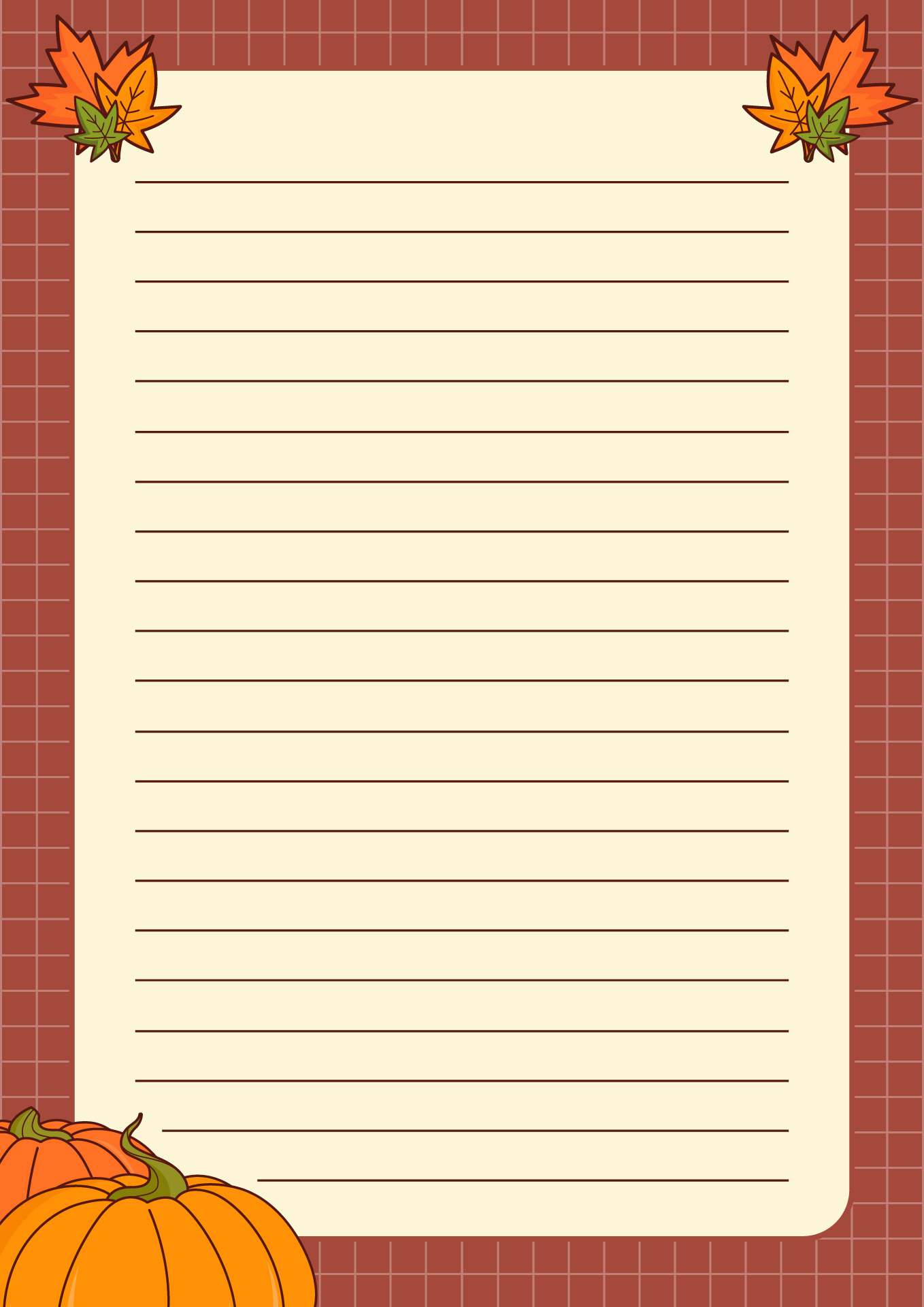 Kids Thanksgiving Writing Paper Printable