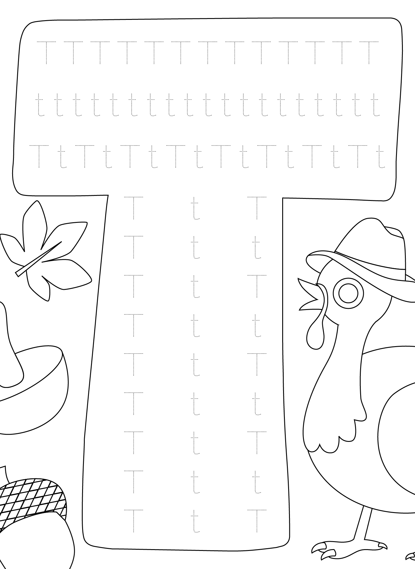 Kindergarten Thanksgiving Letter T Worksheets