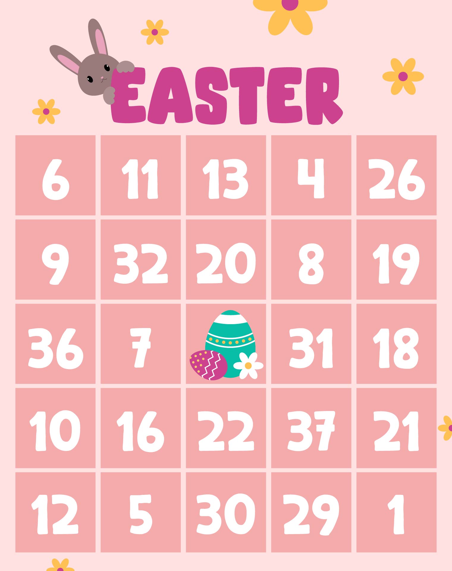 Large Print Easter Bingo Cards Set Large Print Easter Bingo Cards Set