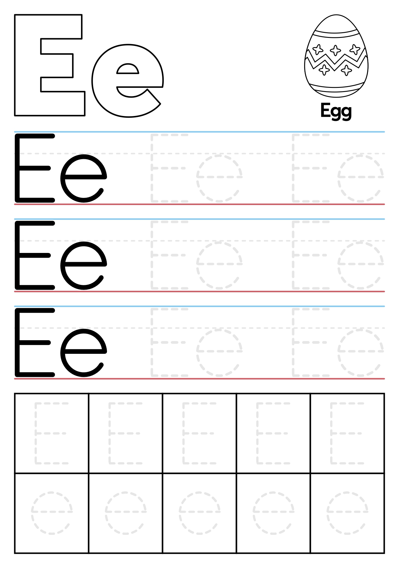 Letter E Tracing Worksheets Printable