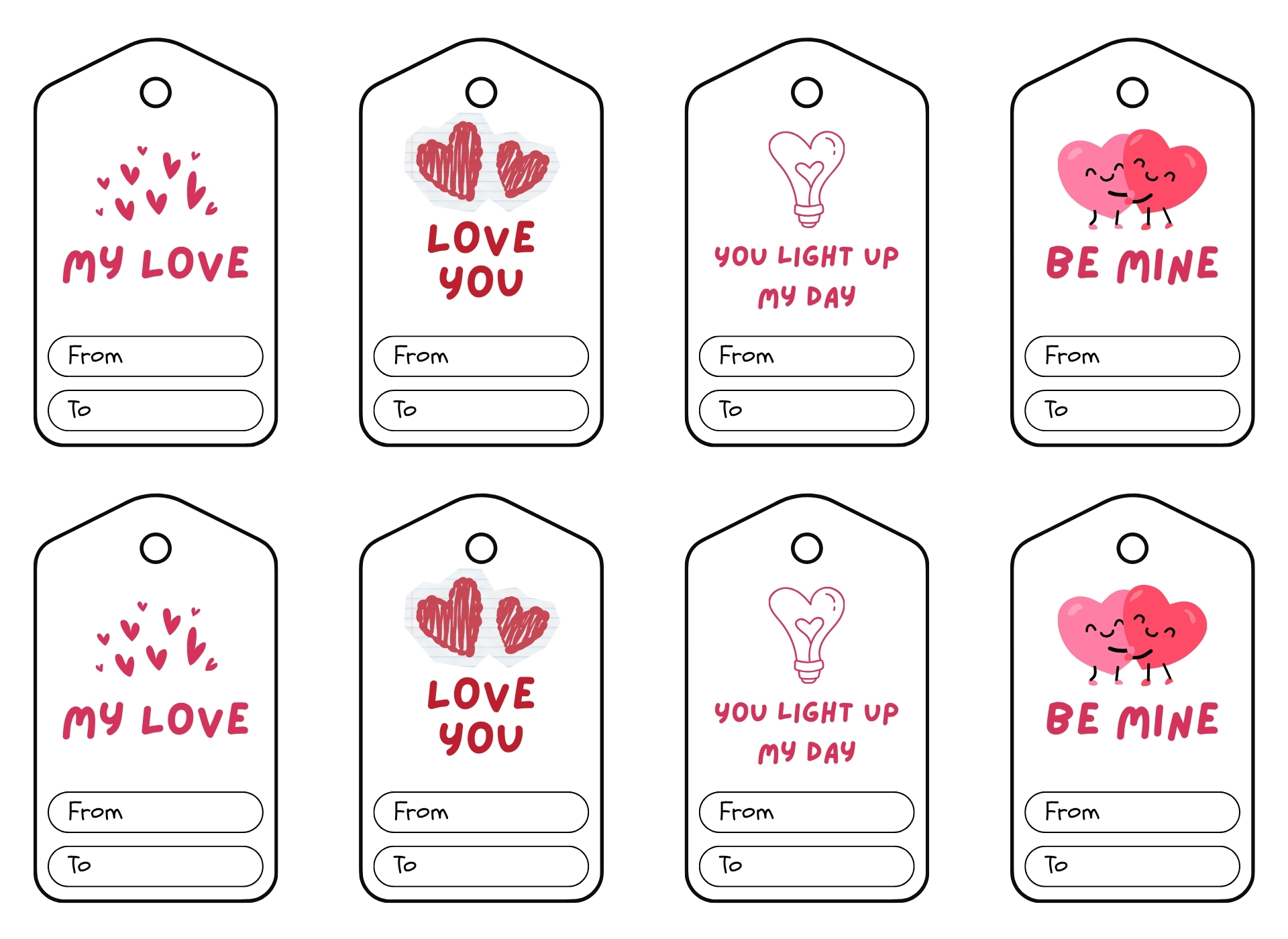 Love Inspired Printable Gift Tags for Birthday