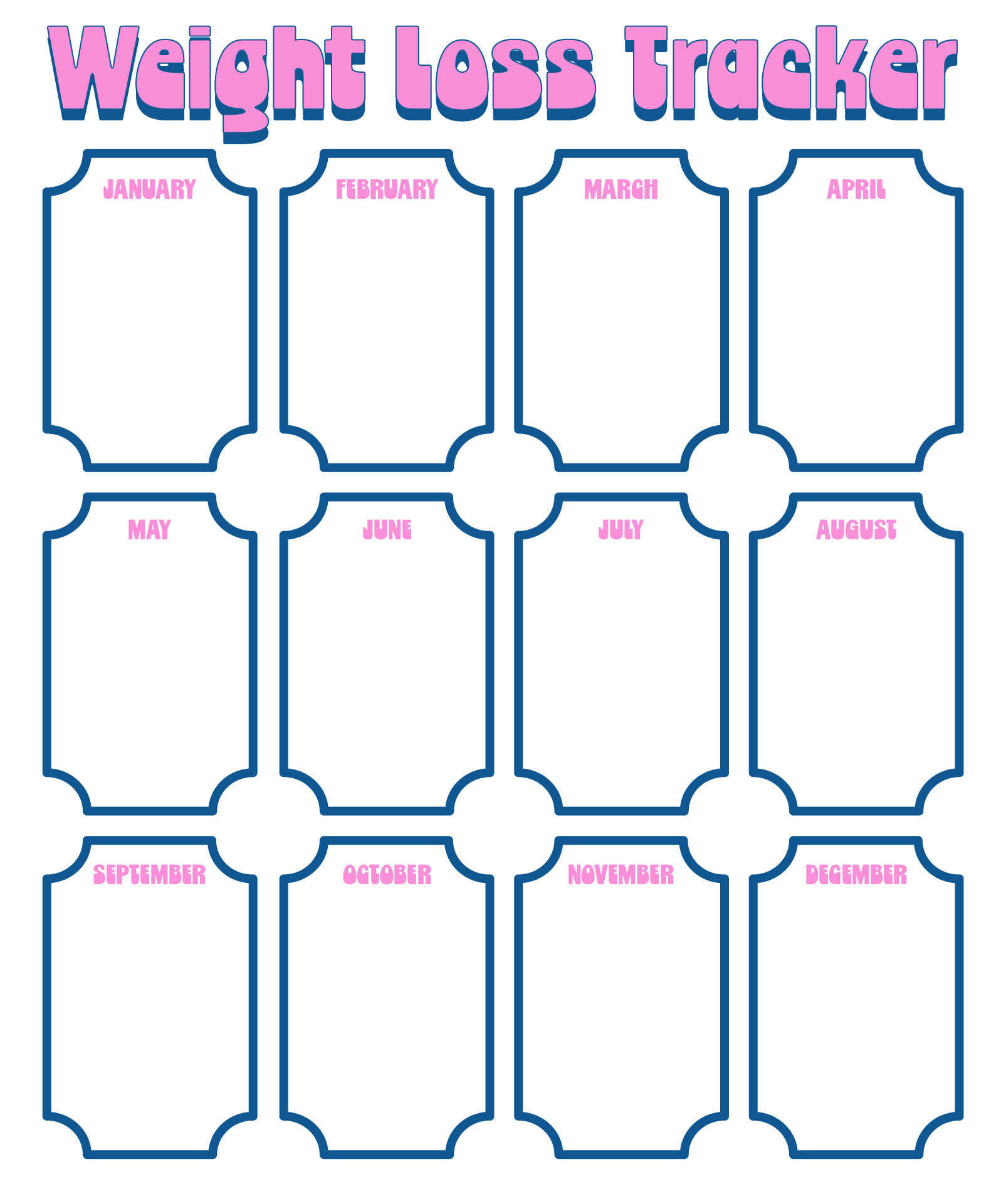 Monthly Weight Loss Tracker Chart Printable